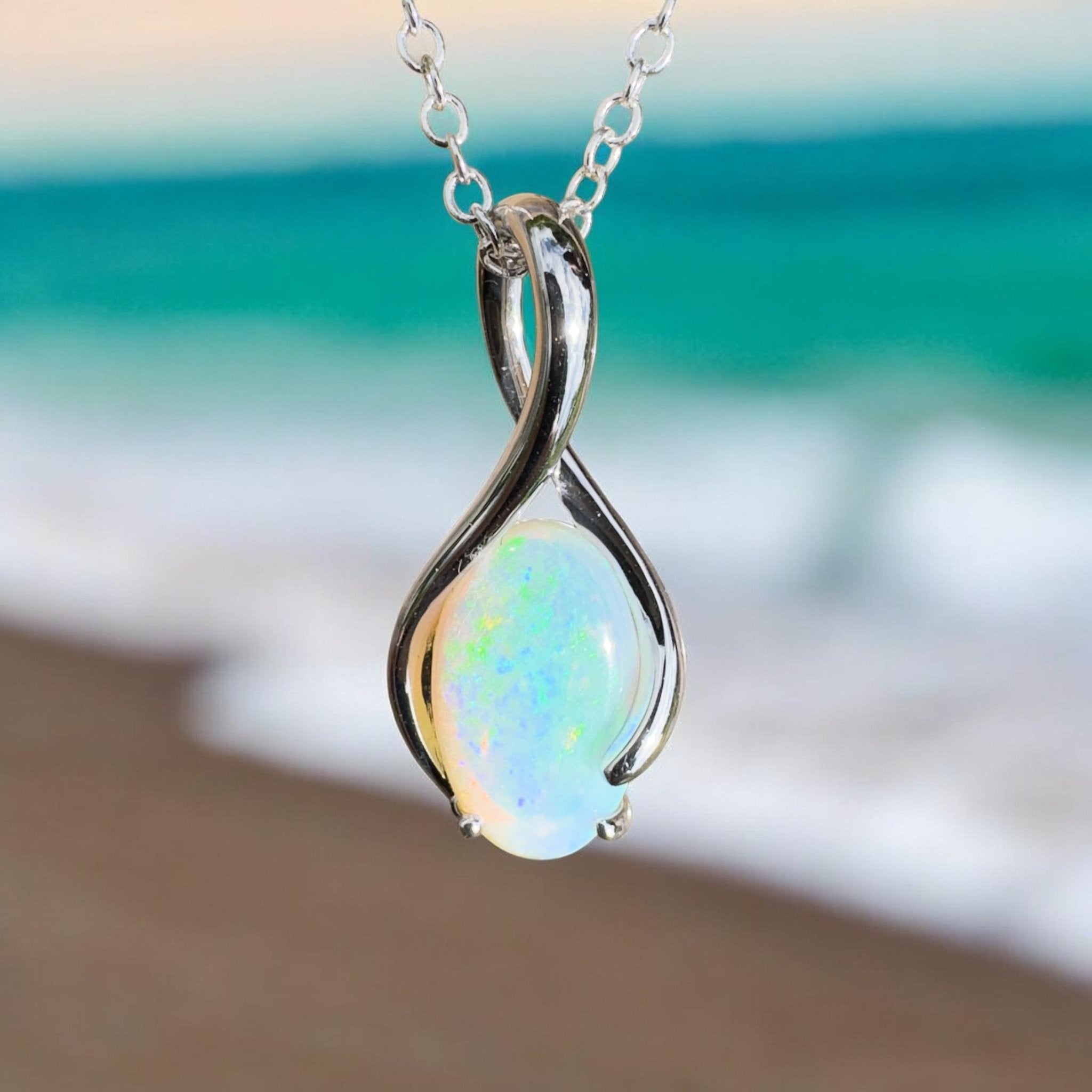 1.8ct Coober Pedy Crystal Opal Pendant Necklace ~ 'Mossman Wildfire' | 925 Sterling Silver | Solid Australian Opal