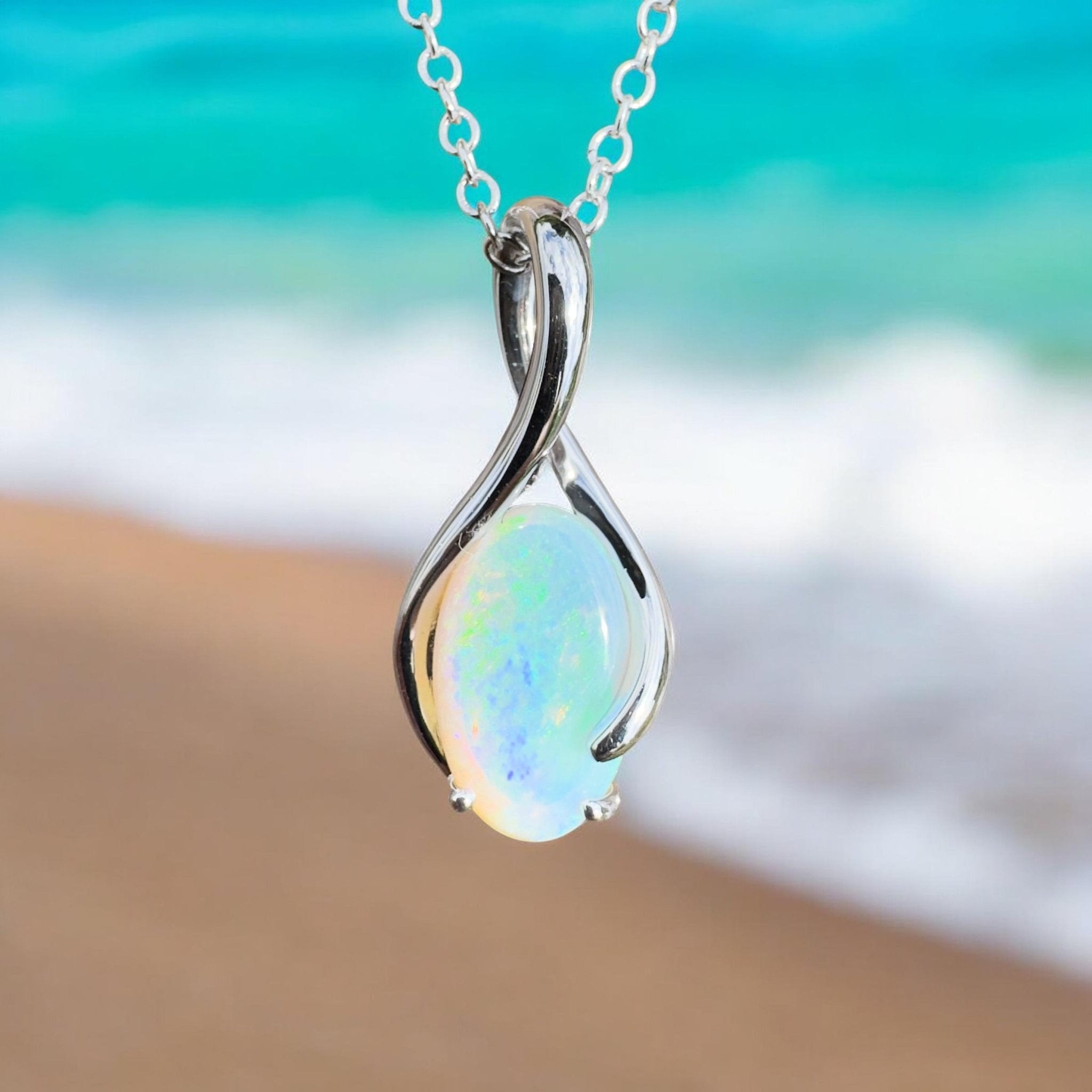1.8ct Coober Pedy Crystal Opal Pendant Necklace ~ 'Mossman Wildfire' | 925 Sterling Silver | Solid Australian Opal
