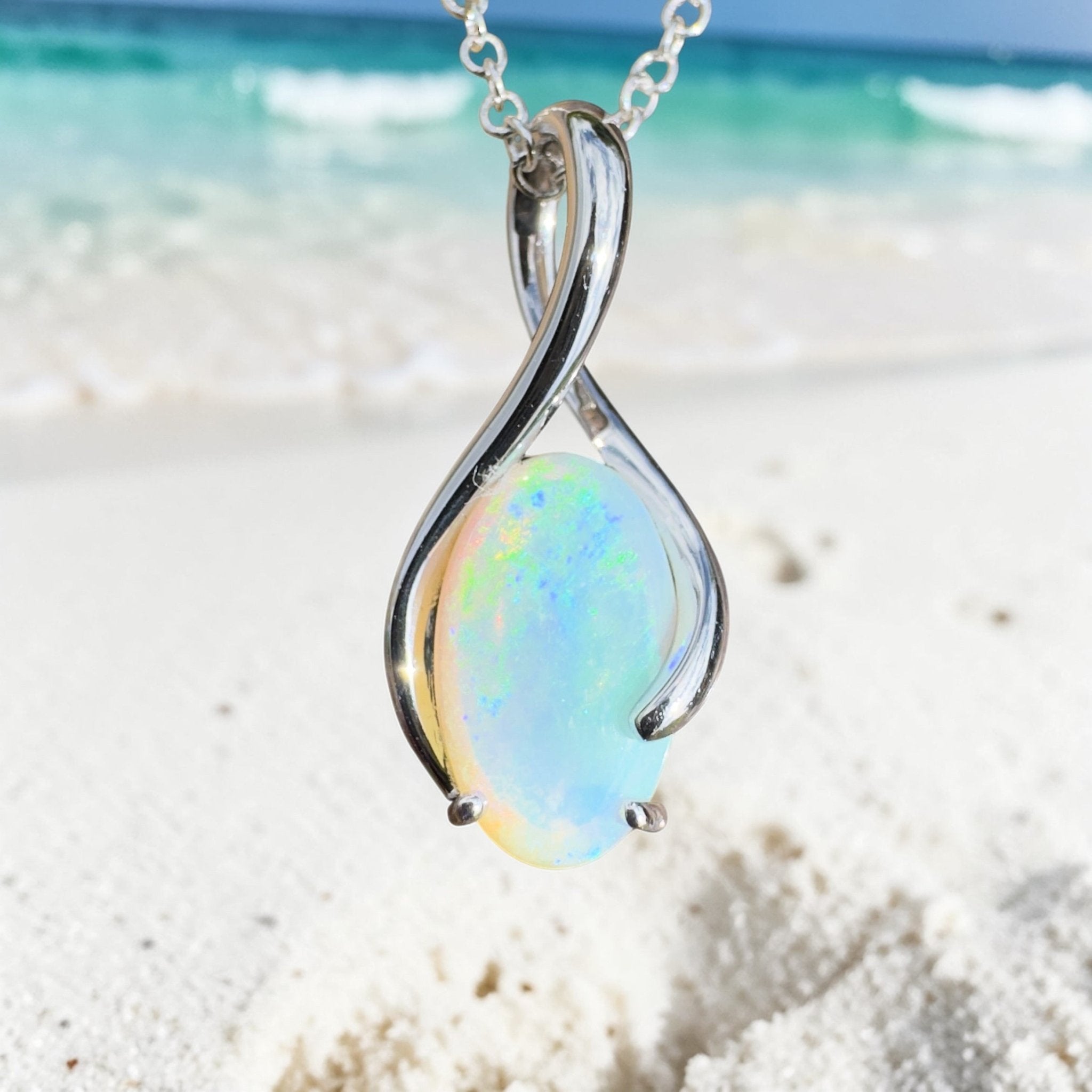 1.8ct Coober Pedy Crystal Opal Pendant Necklace ~ 'Mossman Wildfire' | 925 Sterling Silver | Solid Australian Opal