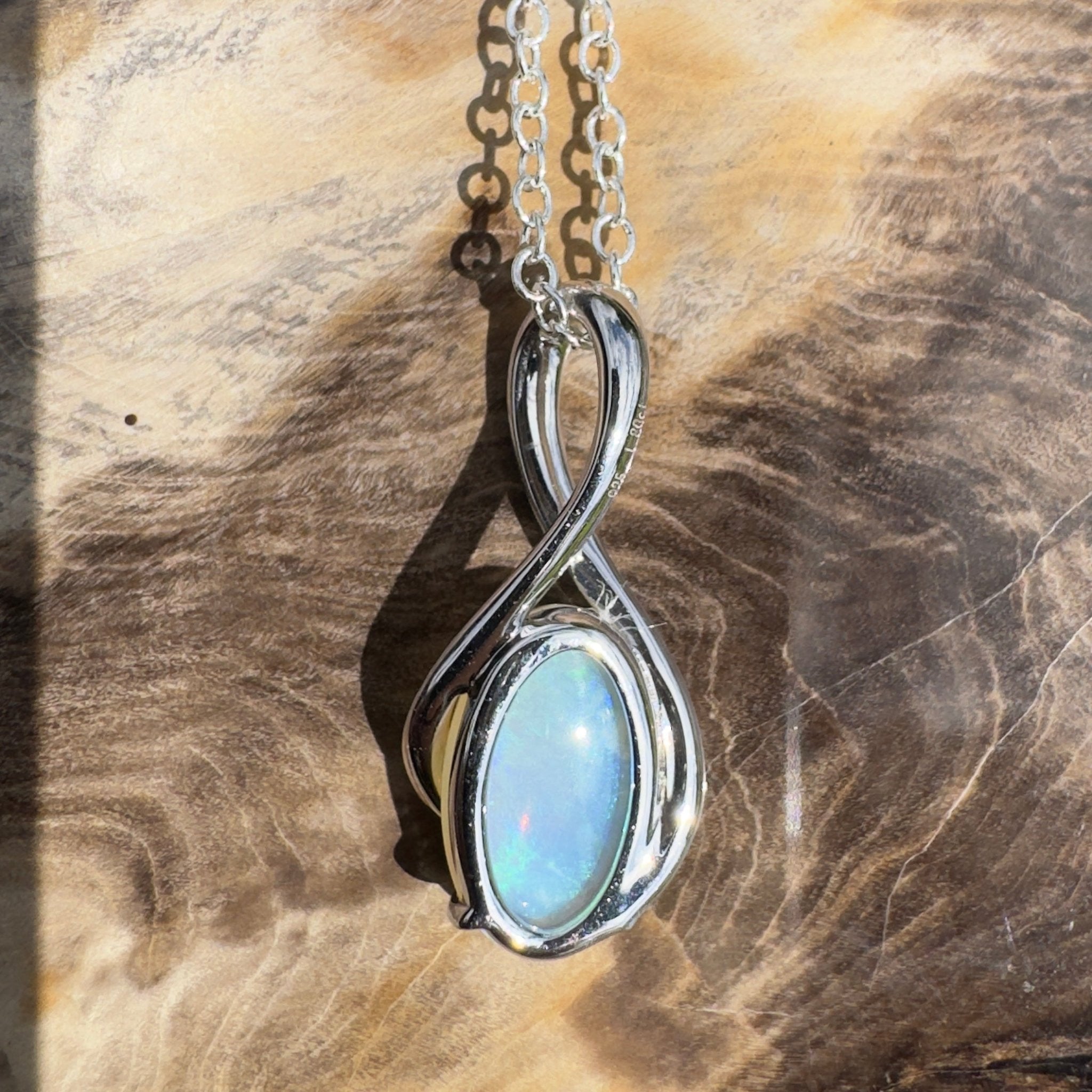 1.8ct Coober Pedy Crystal Opal Pendant Necklace ~ 'Mossman Wildfire' | 925 Sterling Silver | Solid Australian Opal