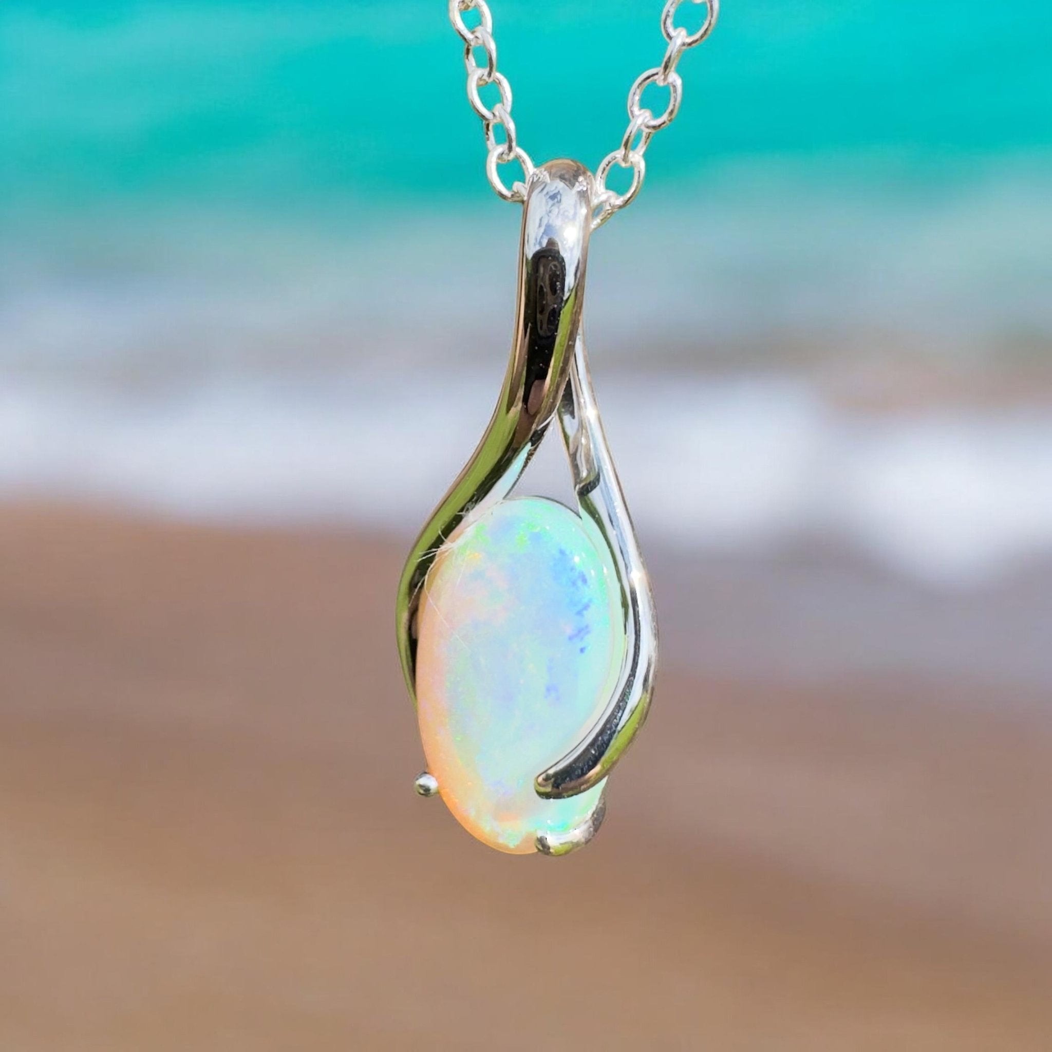 1.8ct Coober Pedy Crystal Opal Pendant Necklace ~ 'Mossman Wildfire' | 925 Sterling Silver | Solid Australian Opal