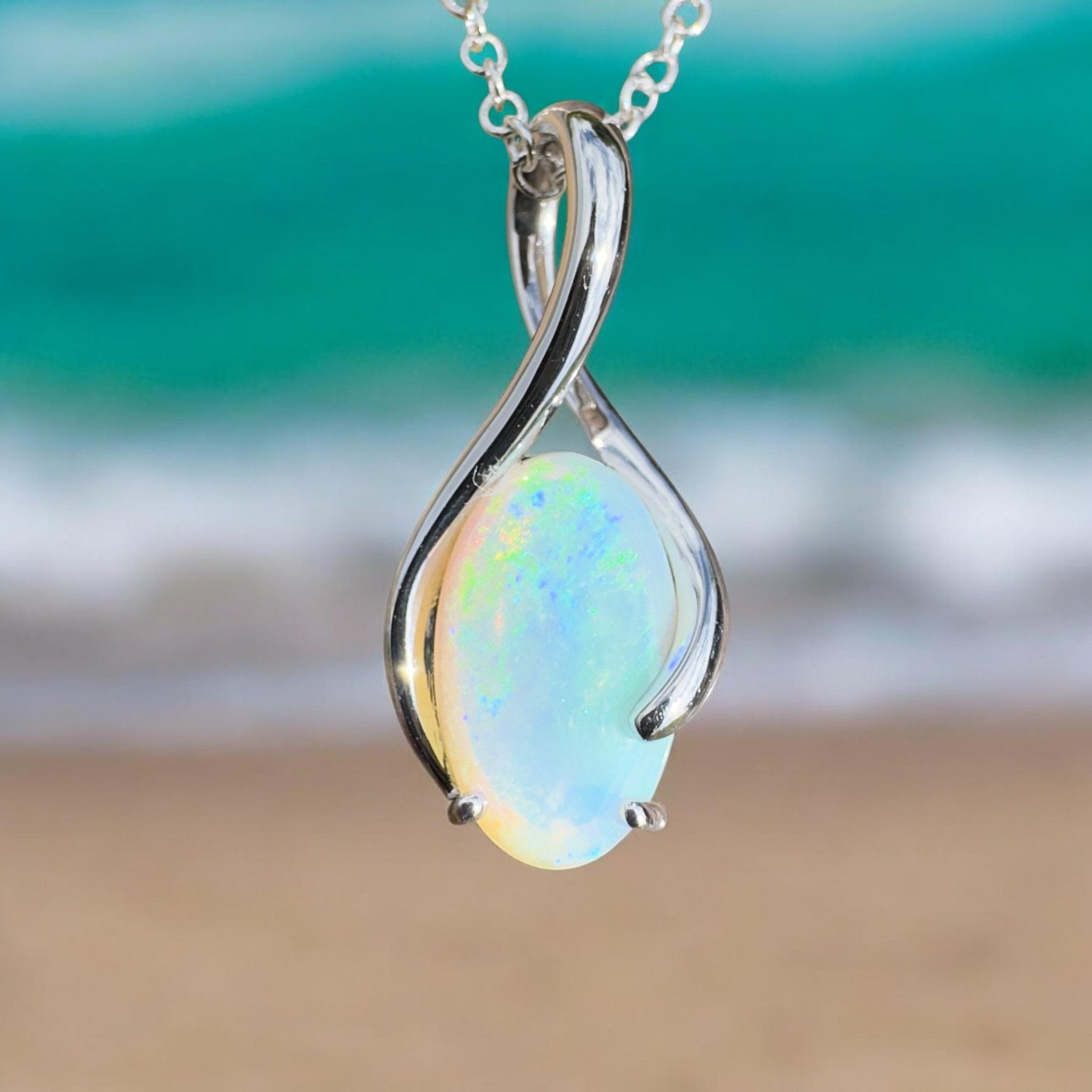 1.8ct Coober Pedy Crystal Opal Pendant Necklace ~ 'Mossman Wildfire' | 925 Sterling Silver | Solid Australian Opal