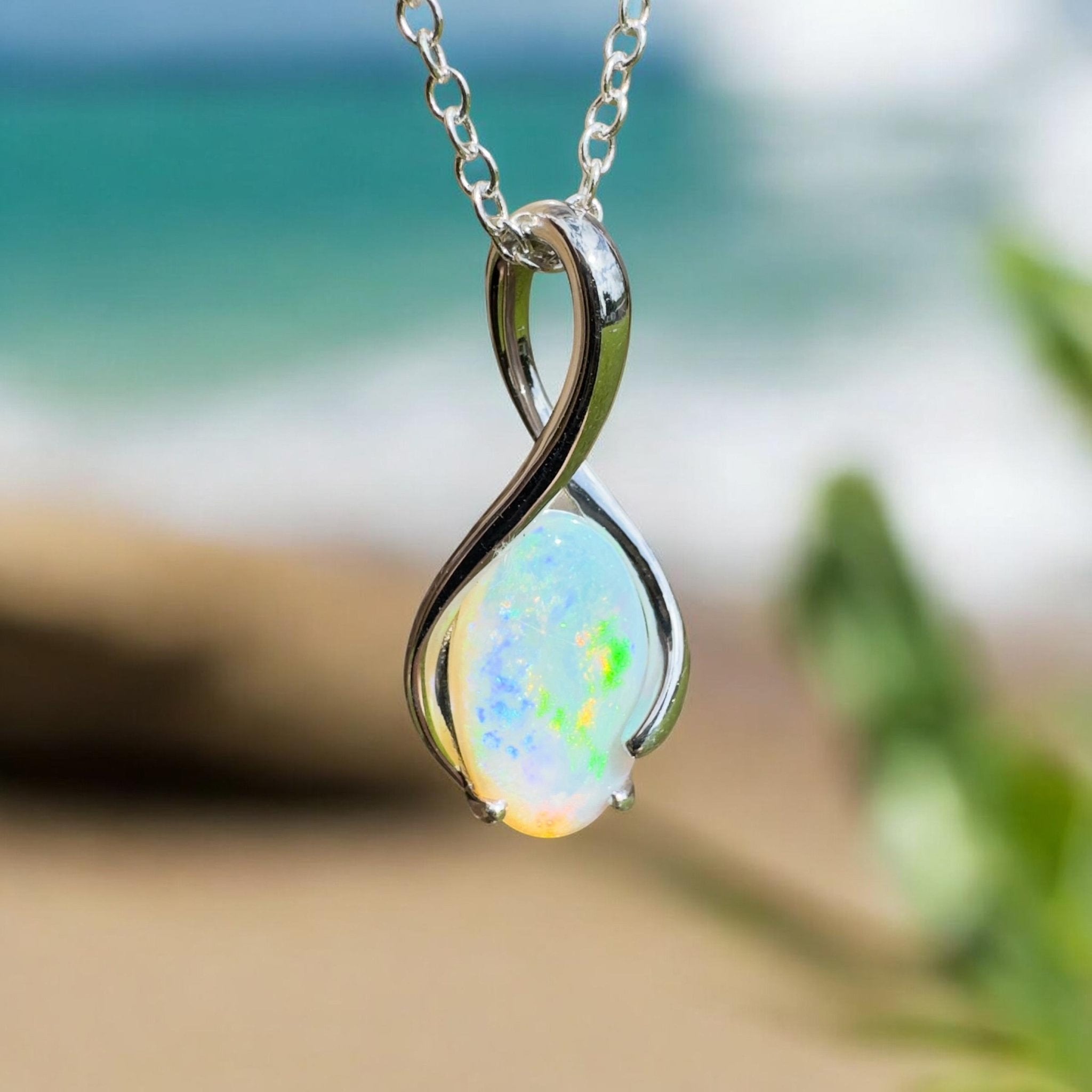 1.8ct Coober Pedy Crystal Opal Pendant Necklace ~ 'Mossman Wildfire' | 925 Sterling Silver | Solid Australian Opal