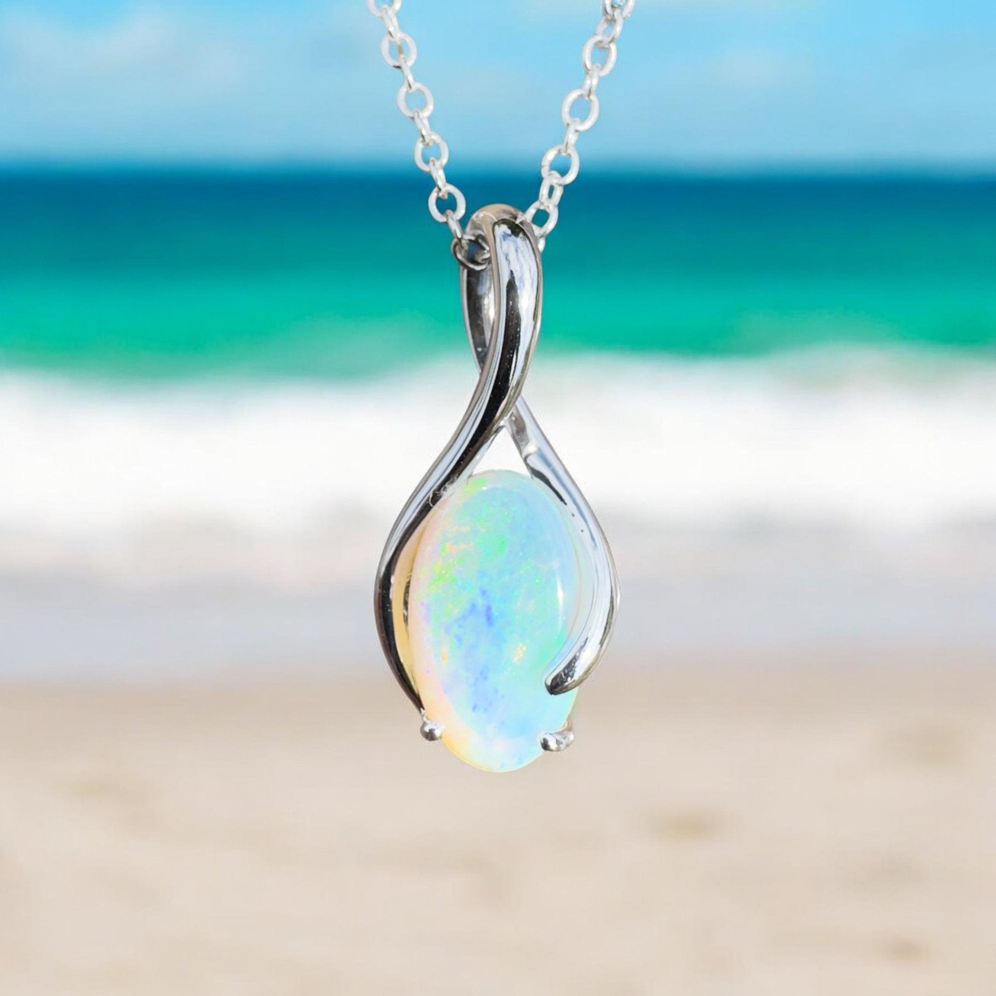 1.8ct Coober Pedy Crystal Opal Pendant Necklace ~ 'Mossman Wildfire' | 925 Sterling Silver | Solid Australian Opal