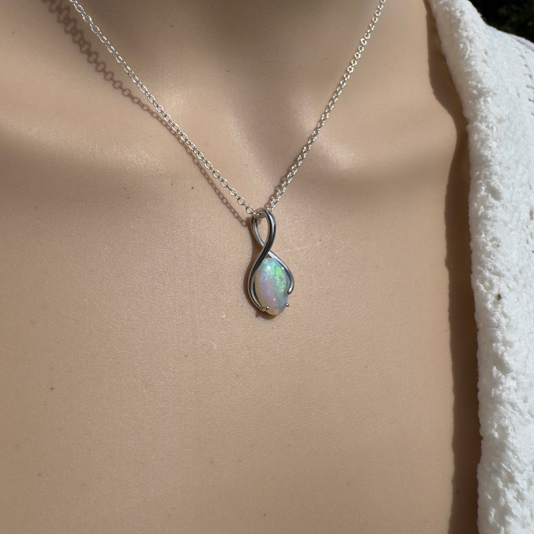 1.8ct Coober Pedy Crystal Opal Pendant Necklace ~ 'Mossman Wildfire' | 925 Sterling Silver | Solid Australian Opal
