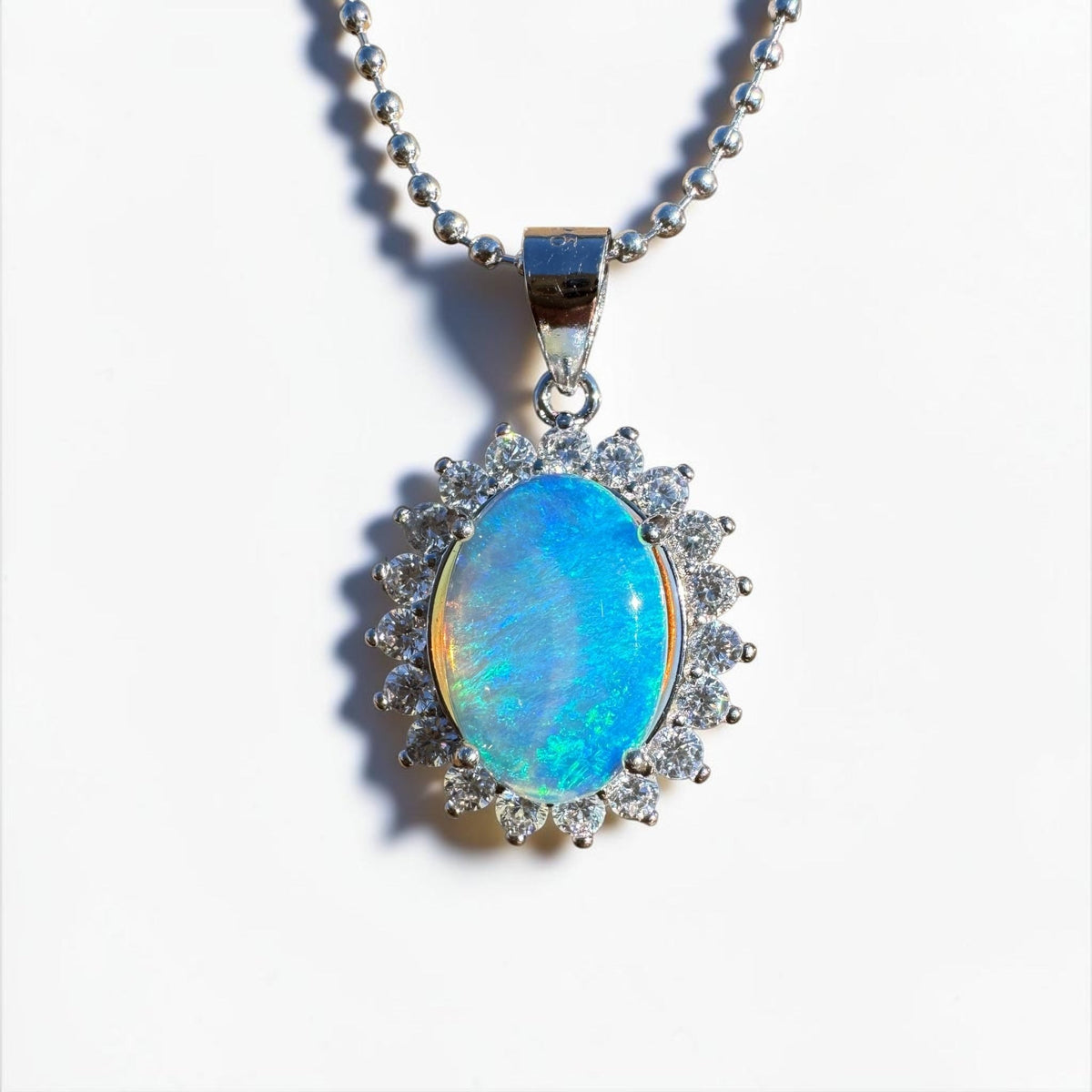 1.8ct Coober Pedy Crystal Opal Pendant Necklace ~ 'Porongurup Blues' | 925 Sterling Silver | Solid Australian Opal