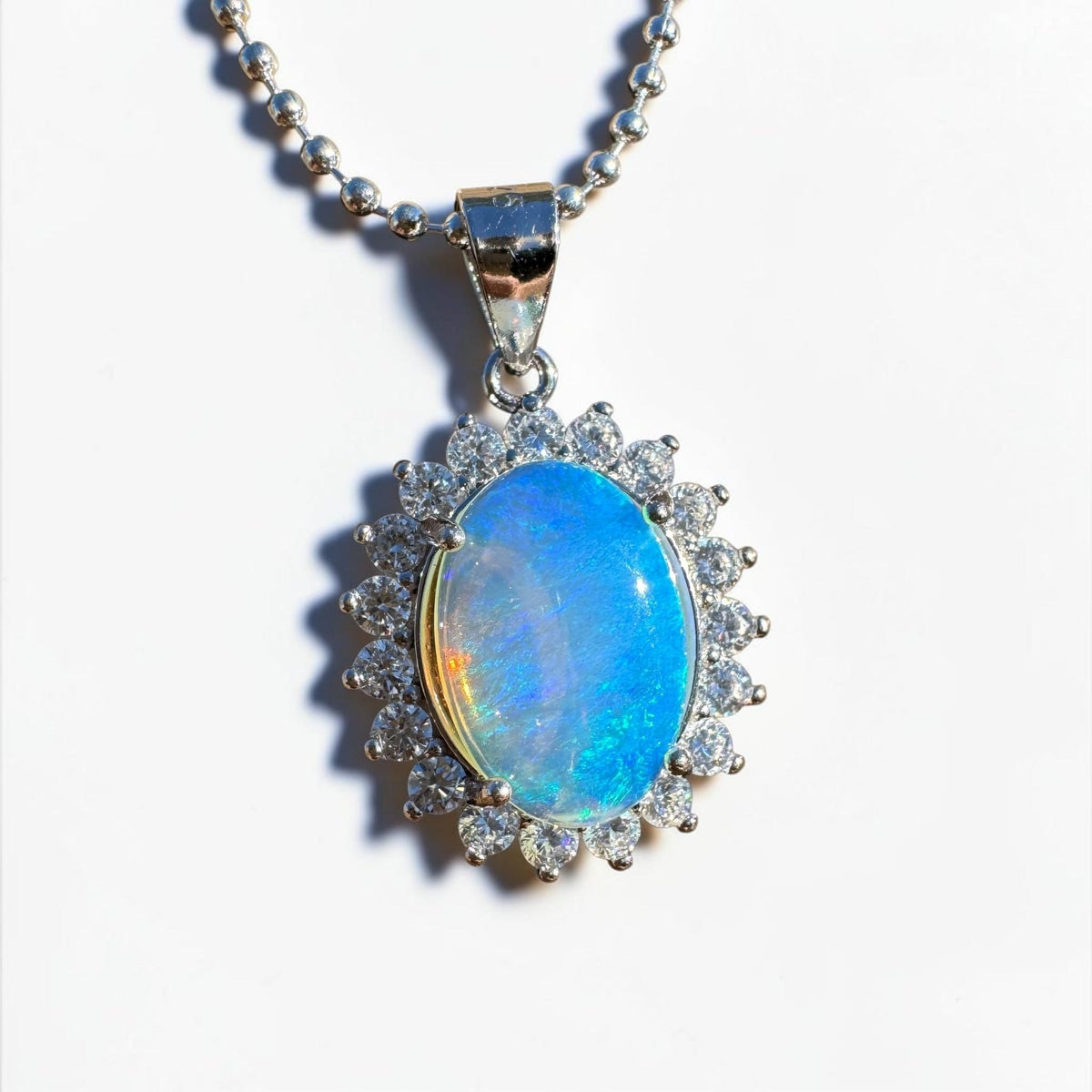 1.8ct Coober Pedy Crystal Opal Pendant Necklace ~ 'Porongurup Blues' | 925 Sterling Silver | Solid Australian Opal