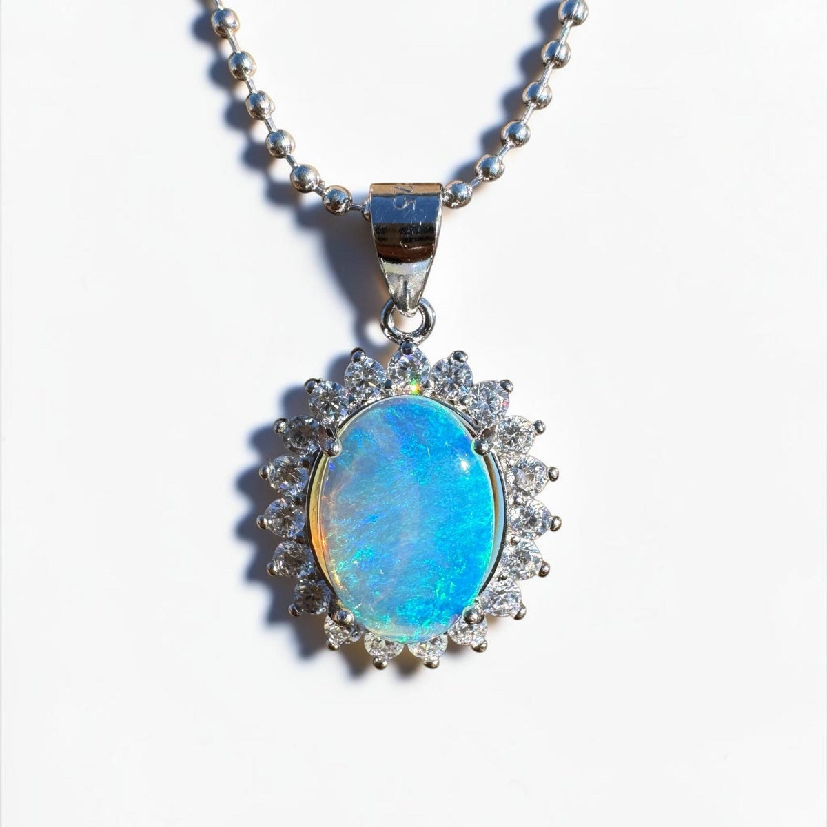 1.8ct Coober Pedy Crystal Opal Pendant Necklace ~ 'Porongurup Blues' | 925 Sterling Silver | Solid Australian Opal