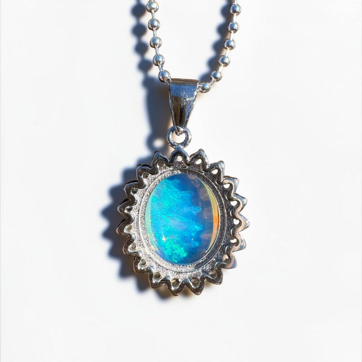 1.8ct Coober Pedy Crystal Opal Pendant Necklace ~ 'Porongurup Blues' | 925 Sterling Silver | Solid Australian Opal