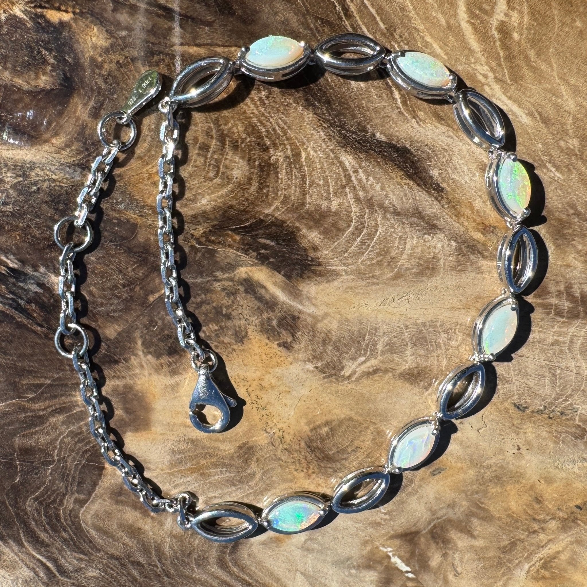 1.8ct Coober Pedy Opal Bracelet ~ 'Snowy River Light' | 925 Sterling Silver | Solid Australian Opal