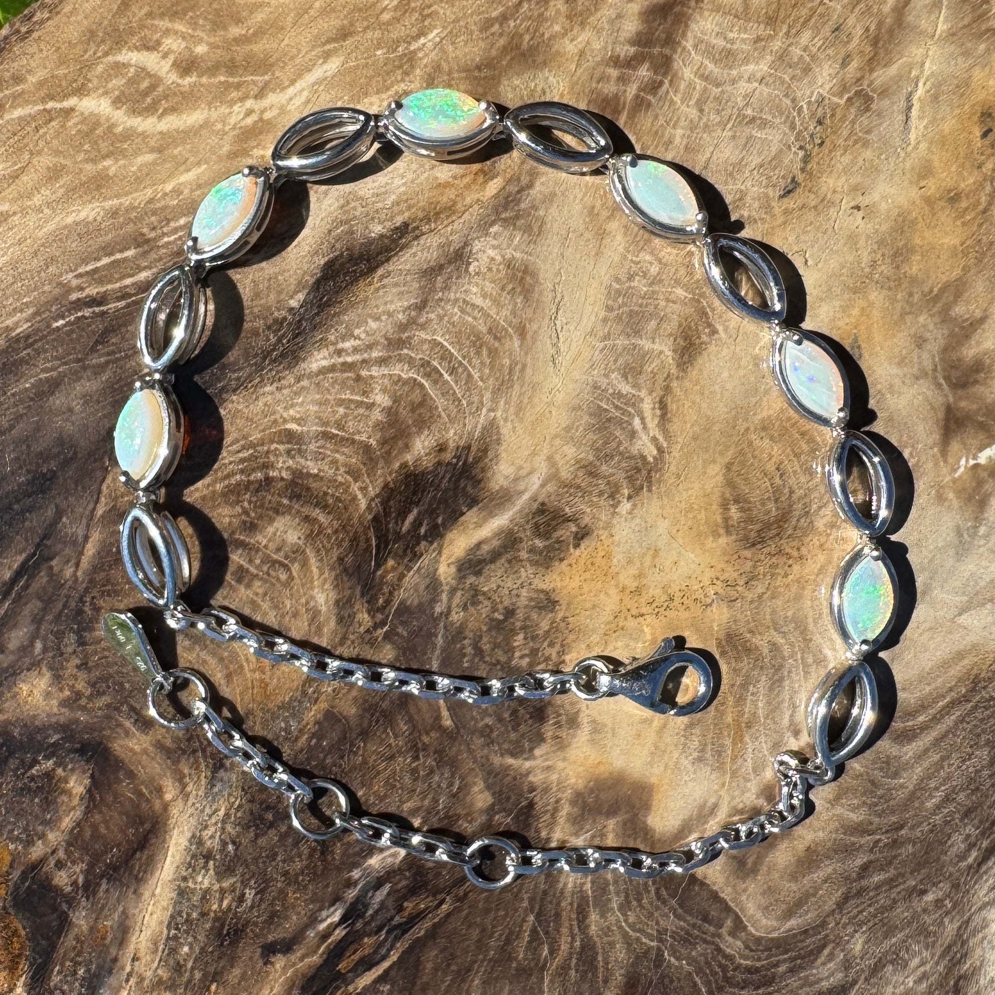 1.8ct Coober Pedy Opal Bracelet ~ 'Snowy River Light' | 925 Sterling Silver | Solid Australian Opal