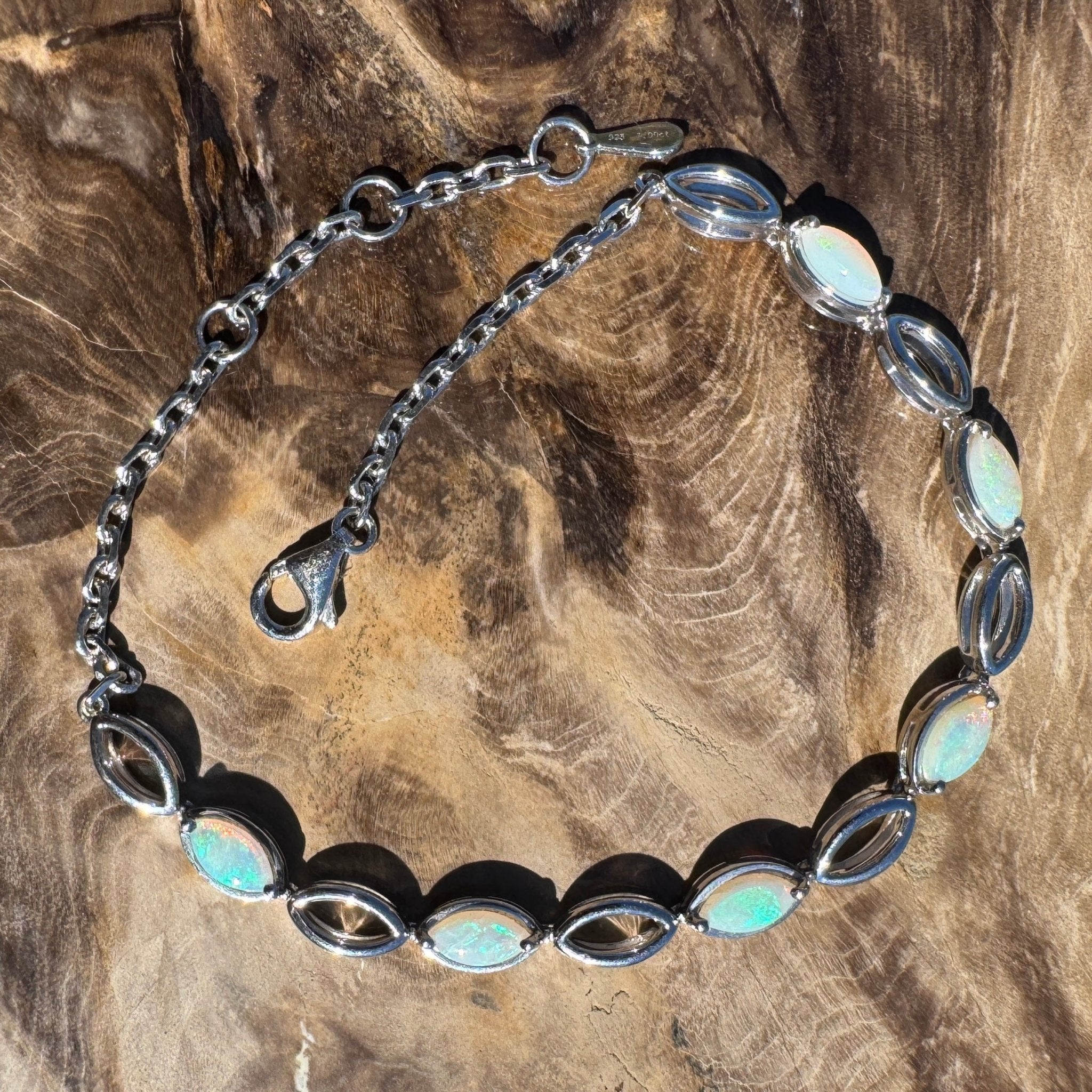 1.8ct Coober Pedy Opal Bracelet ~ 'Snowy River Light' | 925 Sterling Silver | Solid Australian Opal