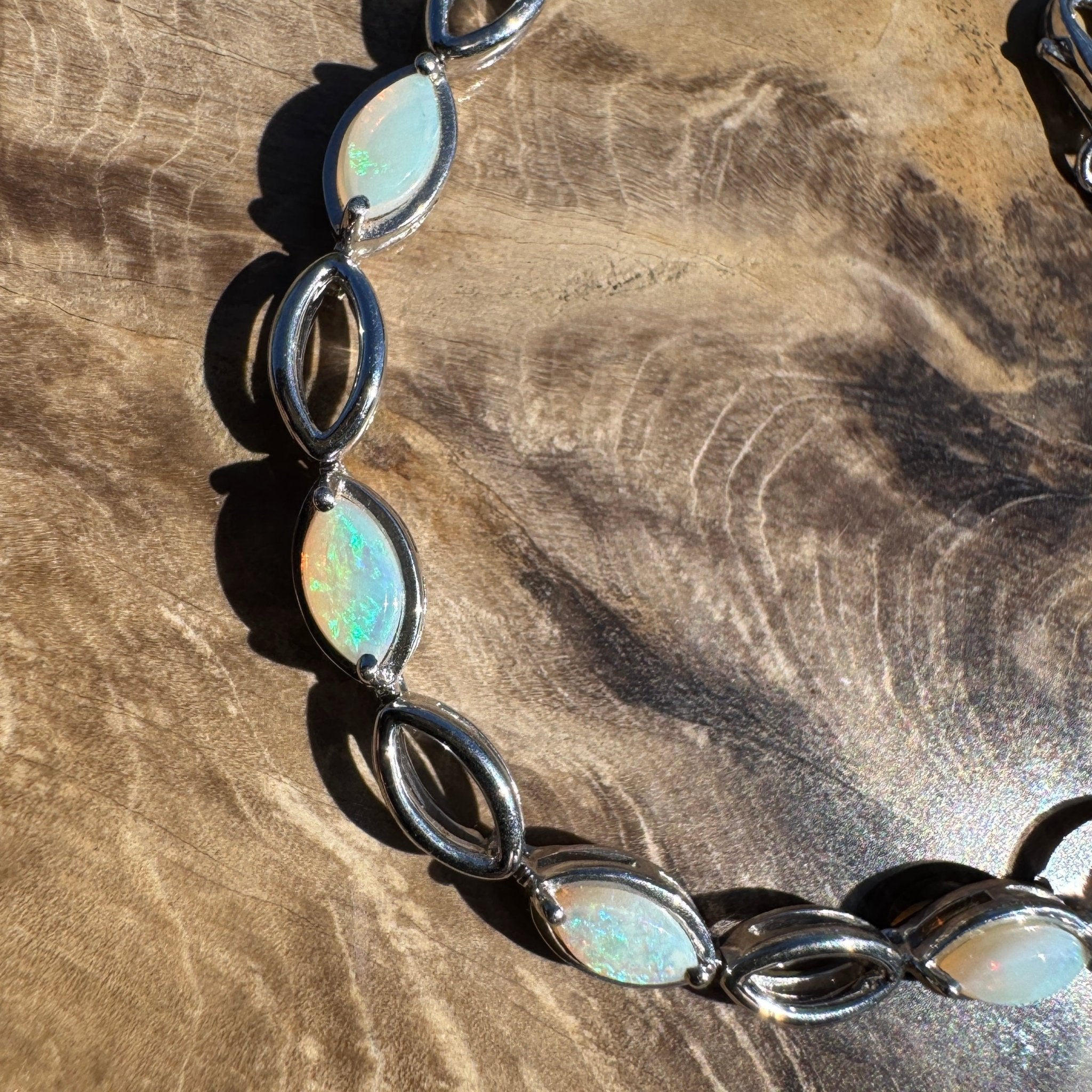 1.8ct Coober Pedy Opal Bracelet ~ 'Snowy River Light' | 925 Sterling Silver | Solid Australian Opal
