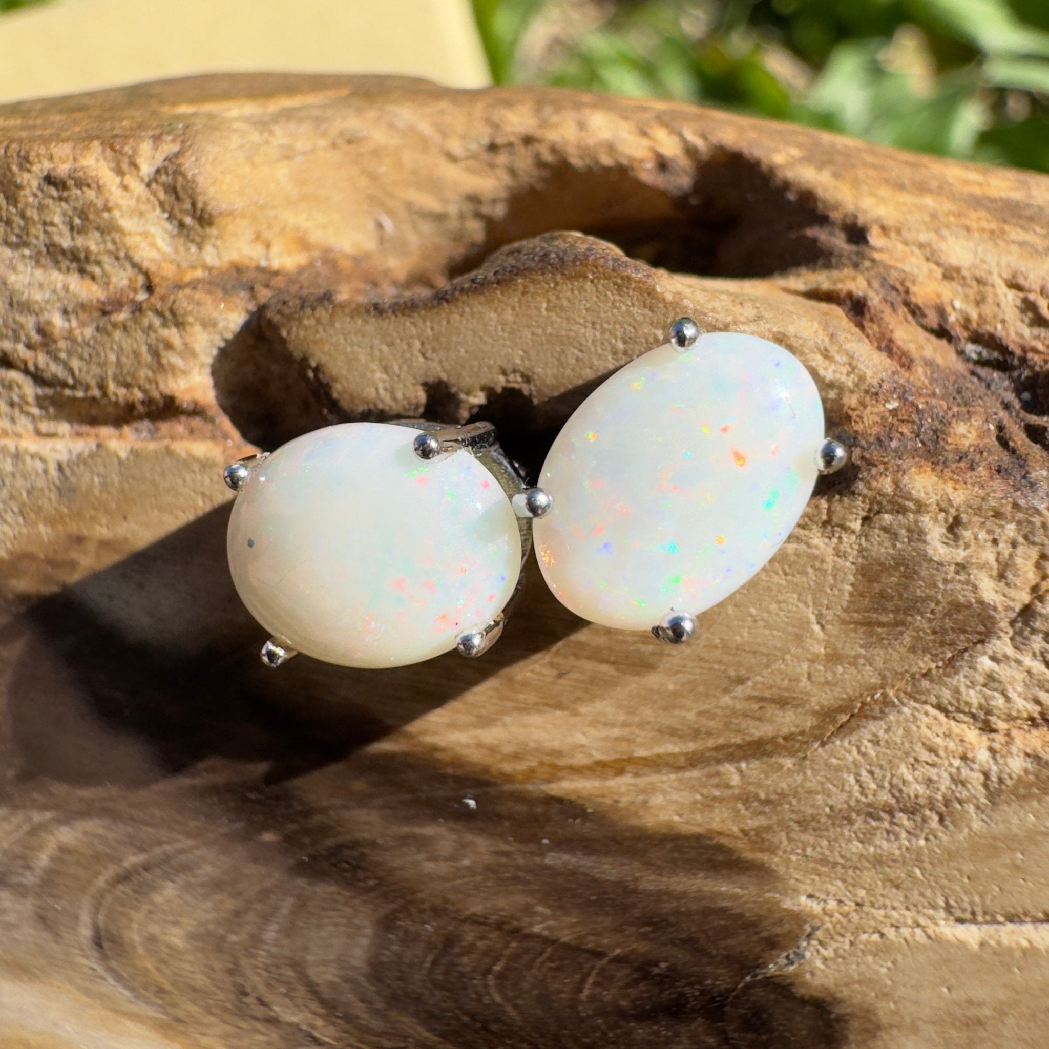 1.8ct Coober Pedy Opal Earrings ~ 'Port Stephen’s Shimmer' | 925 Sterling Silver | Solid Australian Opal
