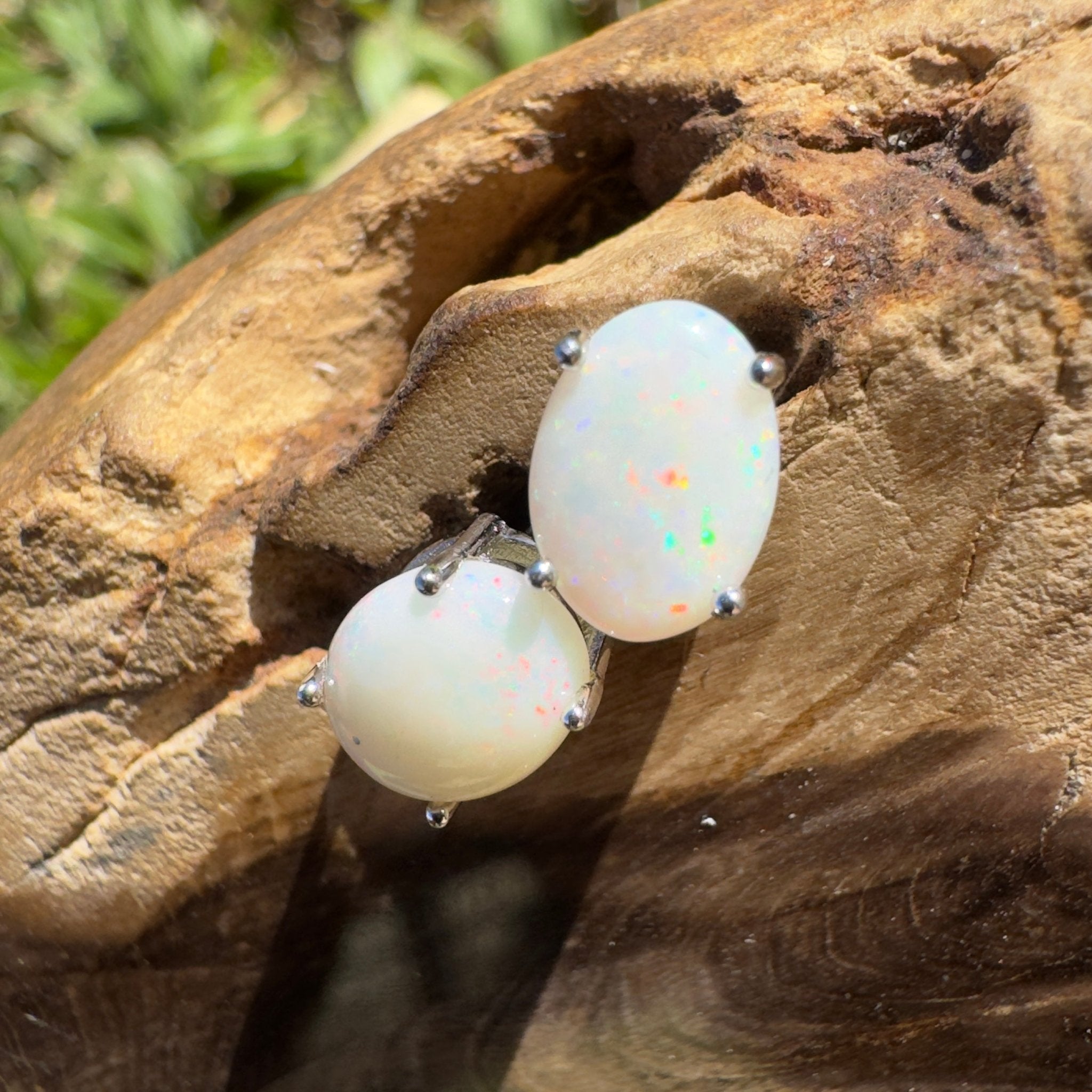 1.8ct Coober Pedy Opal Earrings ~ 'Port Stephen’s Shimmer' | 925 Sterling Silver | Solid Australian Opal