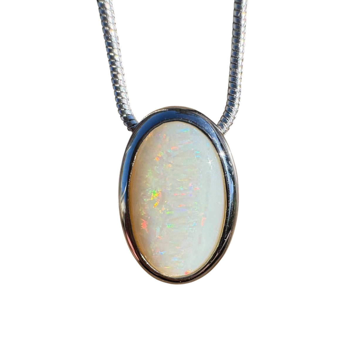 1.8ct Coober Pedy Opal Pendant Necklace ~ 'Anglesea Light' | 925 Sterling Silver | Solid Australian Opal