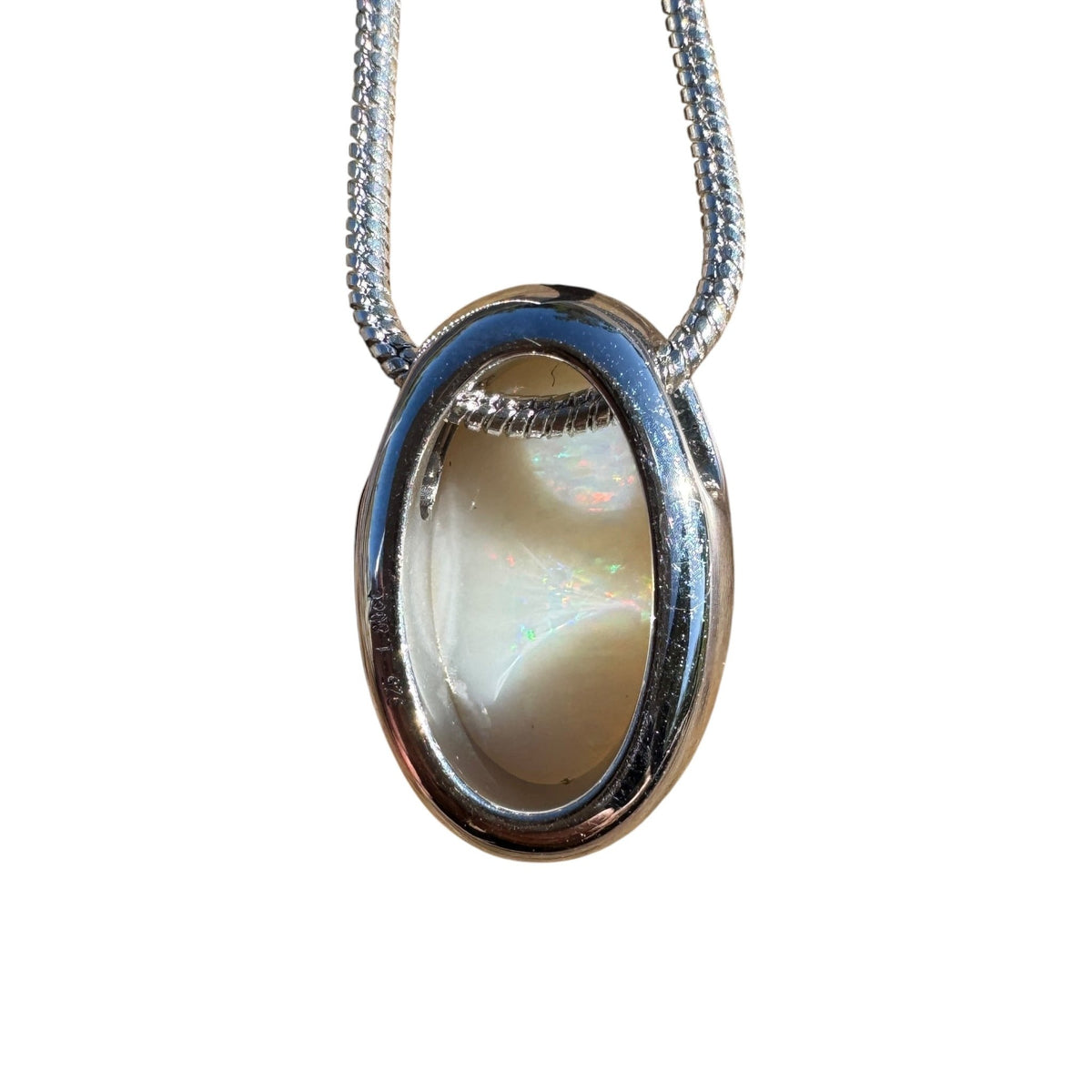 1.8ct Coober Pedy Opal Pendant Necklace ~ 'Anglesea Light' | 925 Sterling Silver | Solid Australian Opal