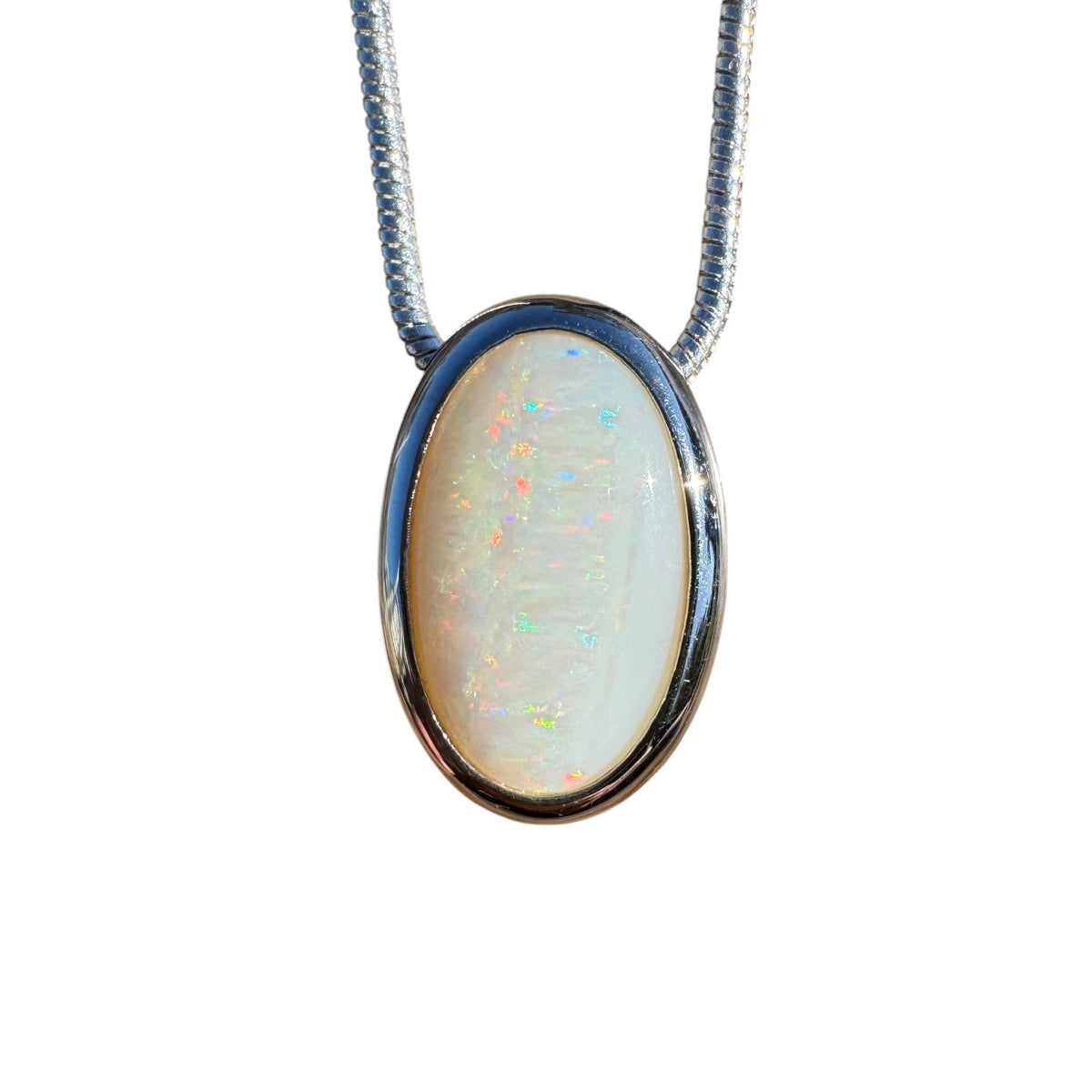 1.8ct Coober Pedy Opal Pendant Necklace ~ 'Anglesea Light' | 925 Sterling Silver | Solid Australian Opal