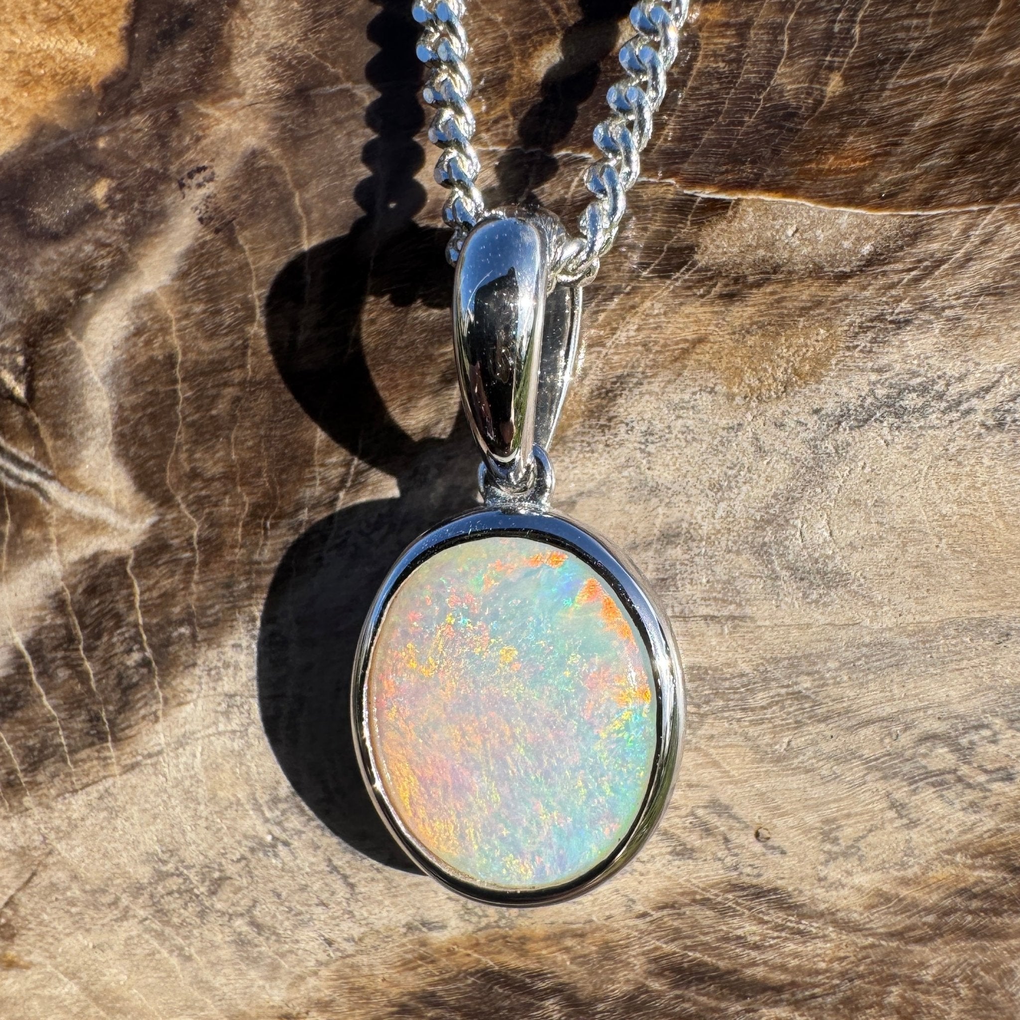 1.8ct Coober Pedy Opal Pendant Necklace ~ 'Brachina Gorge Flame' | 925 Sterling Silver | Solid Australian Opal