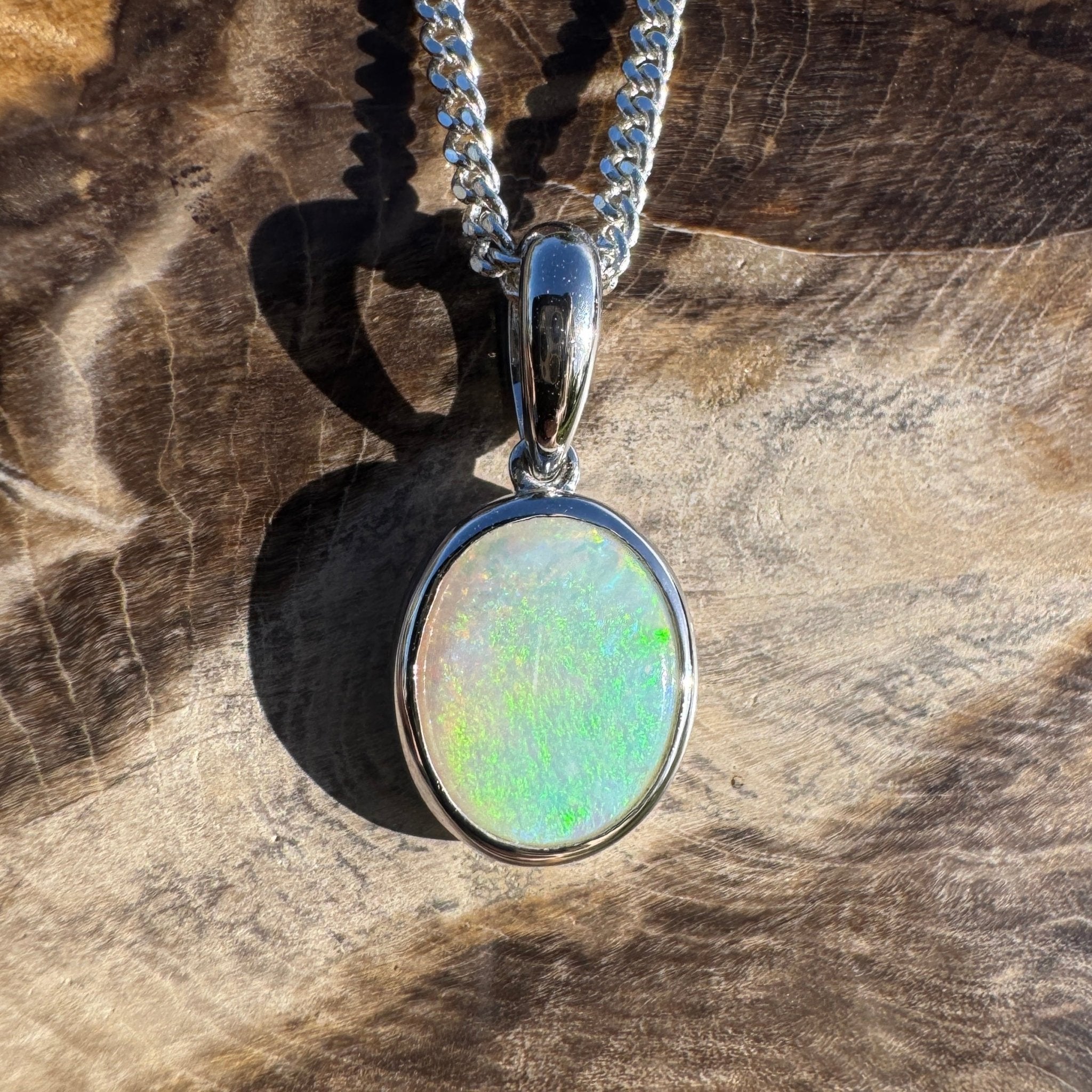 1.8ct Coober Pedy Opal Pendant Necklace ~ 'Brachina Gorge Flame' | 925 Sterling Silver | Solid Australian Opal