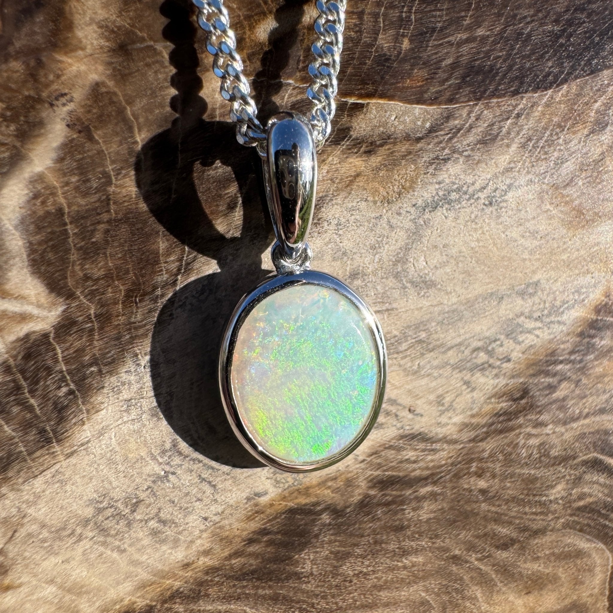 1.8ct Coober Pedy Opal Pendant Necklace ~ 'Brachina Gorge Flame' | 925 Sterling Silver | Solid Australian Opal