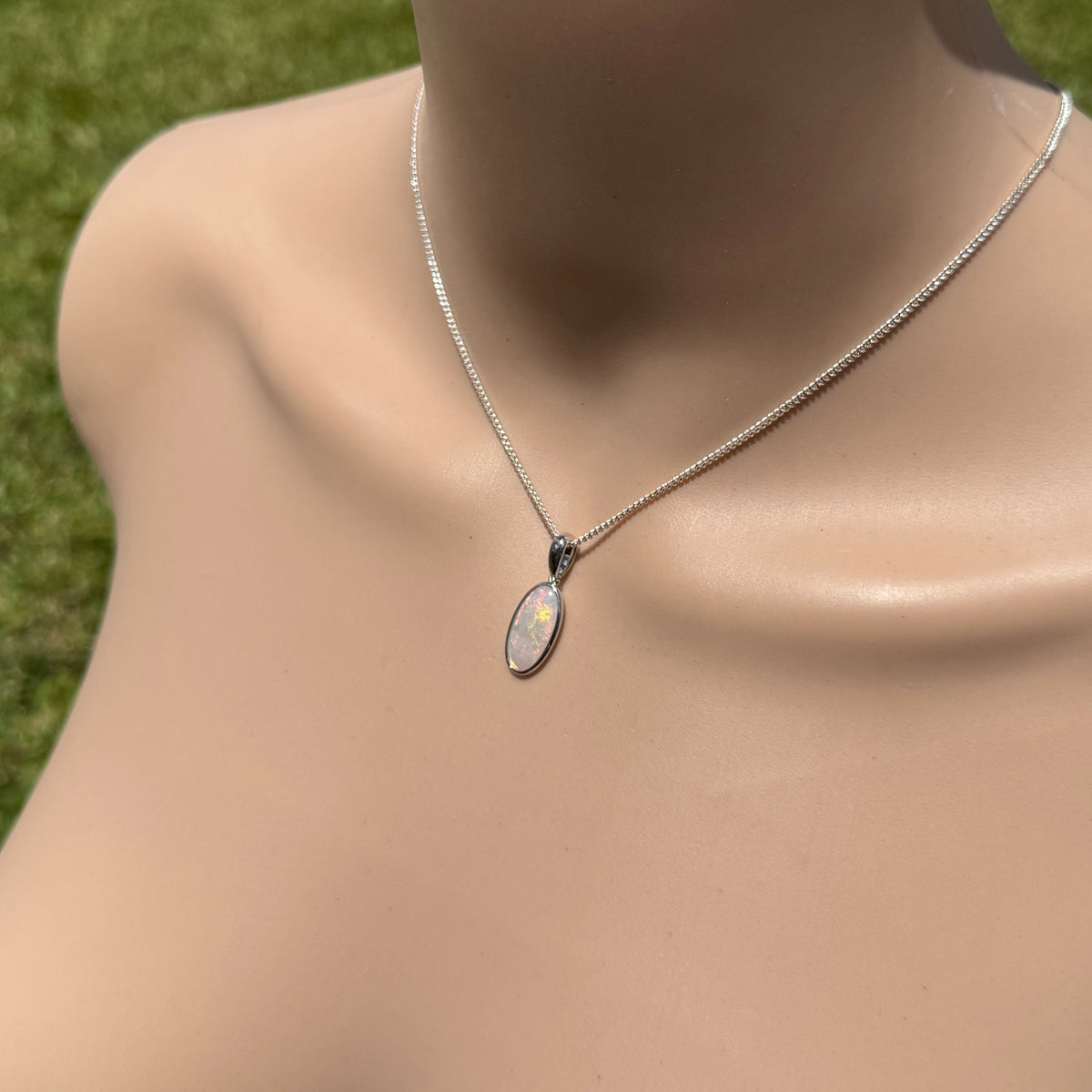 1.8ct Coober Pedy Opal Pendant Necklace ~ 'Edeowie Aurora' | 925 Sterling Silver | Solid Australian Opal