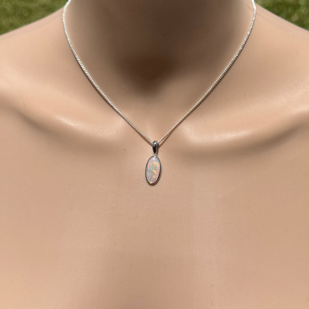 1.8ct Coober Pedy Opal Pendant Necklace ~ 'Edeowie Aurora' | 925 Sterling Silver | Solid Australian Opal