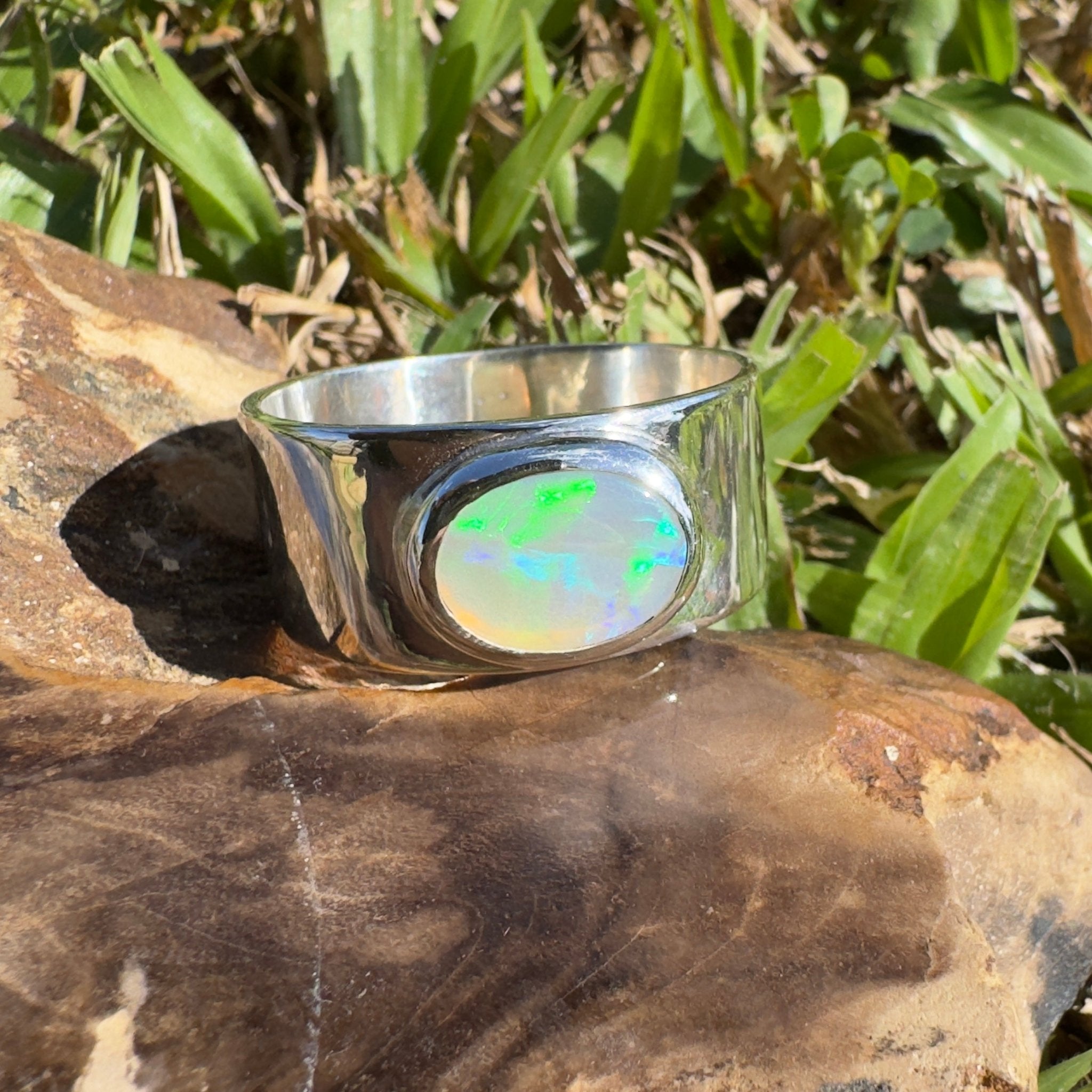 1.8ct Lightning Ridge Opal Ring ~ 'Gippsland Glow' | 925 Sterling Silver | Solid Australian Opal