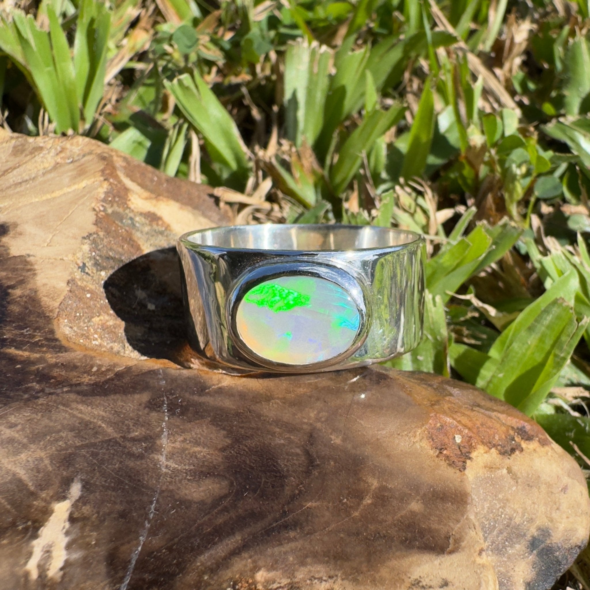 1.8ct Lightning Ridge Opal Ring ~ 'Gippsland Glow' | 925 Sterling Silver | Solid Australian Opal