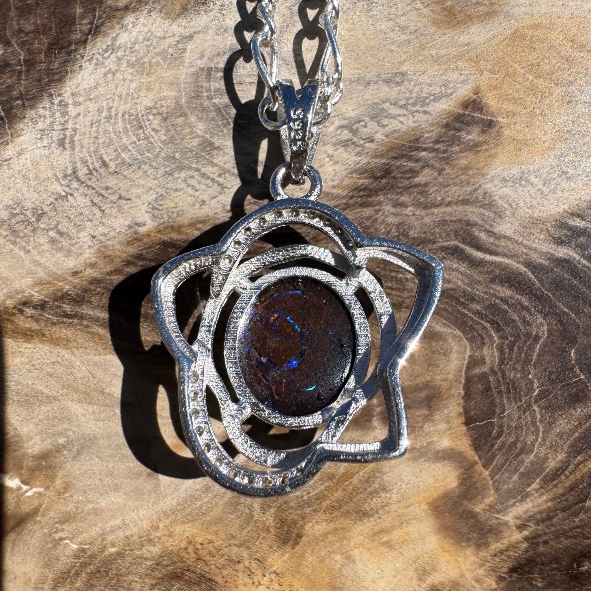 1.8ct Queensland Opal Pendant Necklace ~ 'Cape Otway Fire' | 925 Sterling Silver | Solid Australian Opal