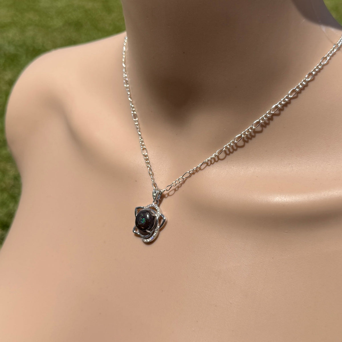 1.8ct Queensland Opal Pendant Necklace ~ 'Cape Otway Fire' | 925 Sterling Silver | Solid Australian Opal