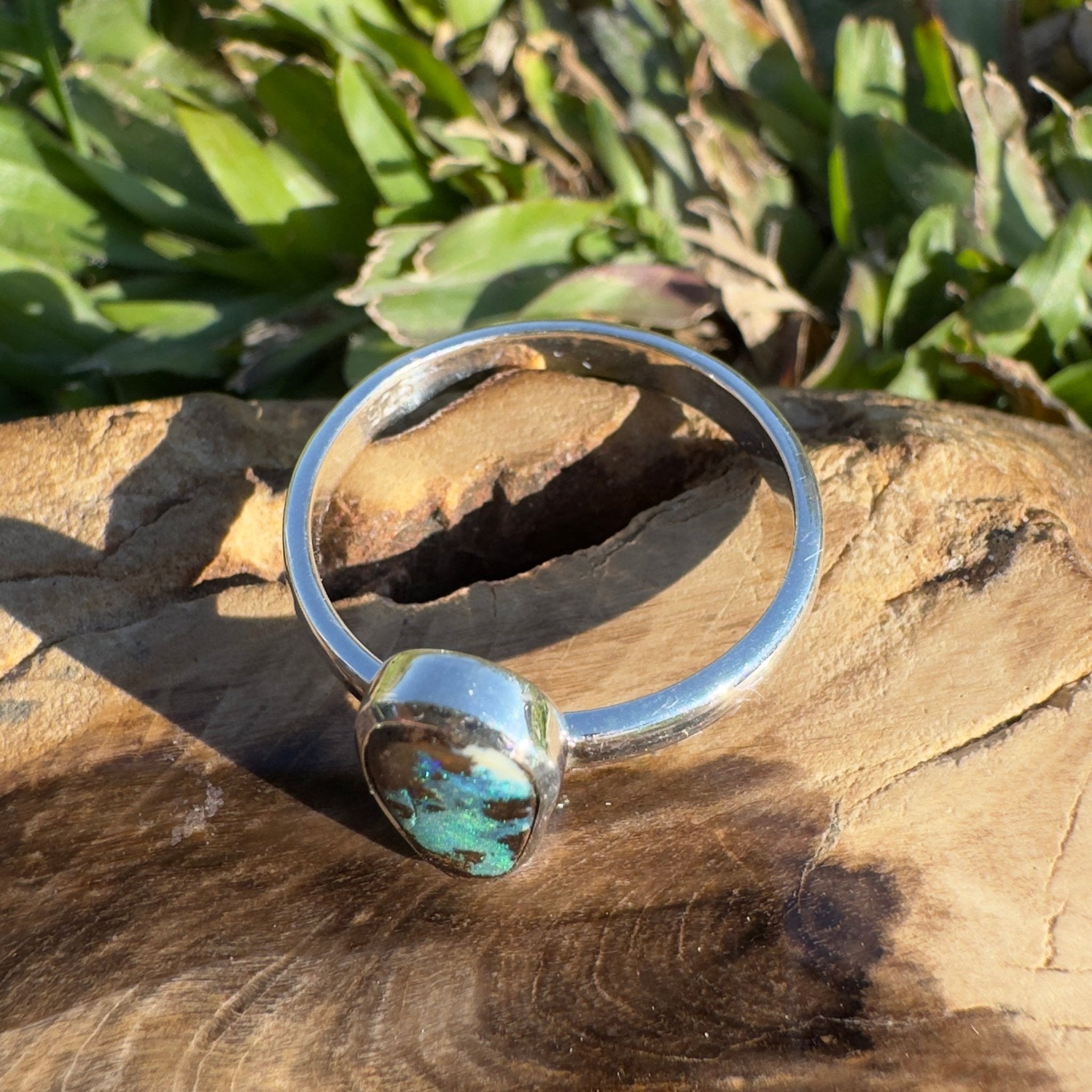 1.8ct Queensland Opal Ring ~ 'Cradle Mountain Fire' | 925 Sterling Silver | Solid Australian Opal