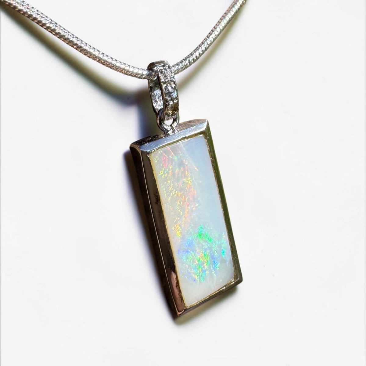 1.95ct Coober Pedy Opal Pendant Necklace ~ 'Boulia Blaze' | 925 Sterling Silver | Solid Australian Opal