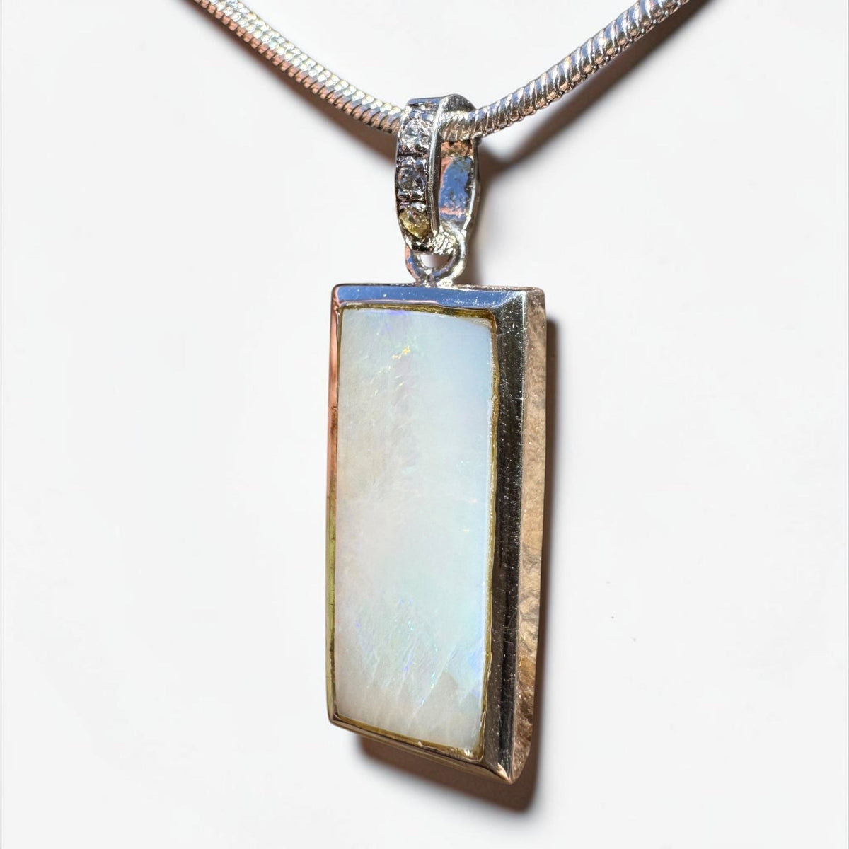1.95ct Coober Pedy Opal Pendant Necklace ~ 'Boulia Blaze' | 925 Sterling Silver | Solid Australian Opal