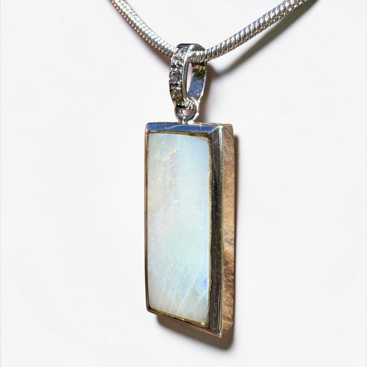 1.95ct Coober Pedy Opal Pendant Necklace ~ 'Boulia Blaze' | 925 Sterling Silver | Solid Australian Opal