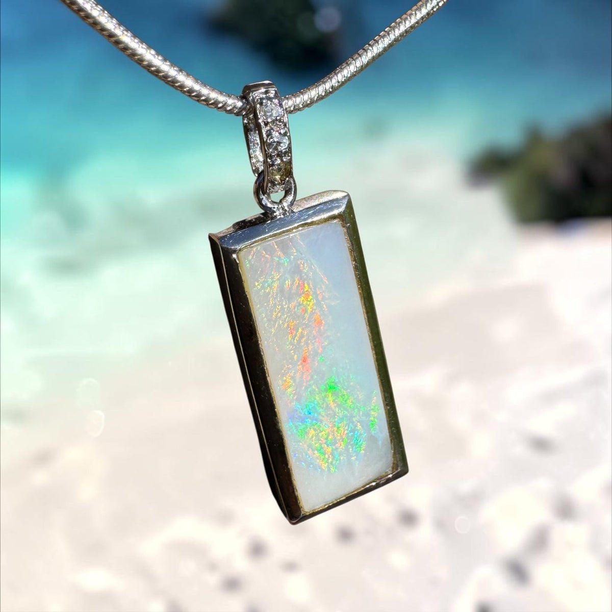 1.95ct Coober Pedy Opal Pendant Necklace ~ 'Boulia Blaze' | 925 Sterling Silver | Solid Australian Opal