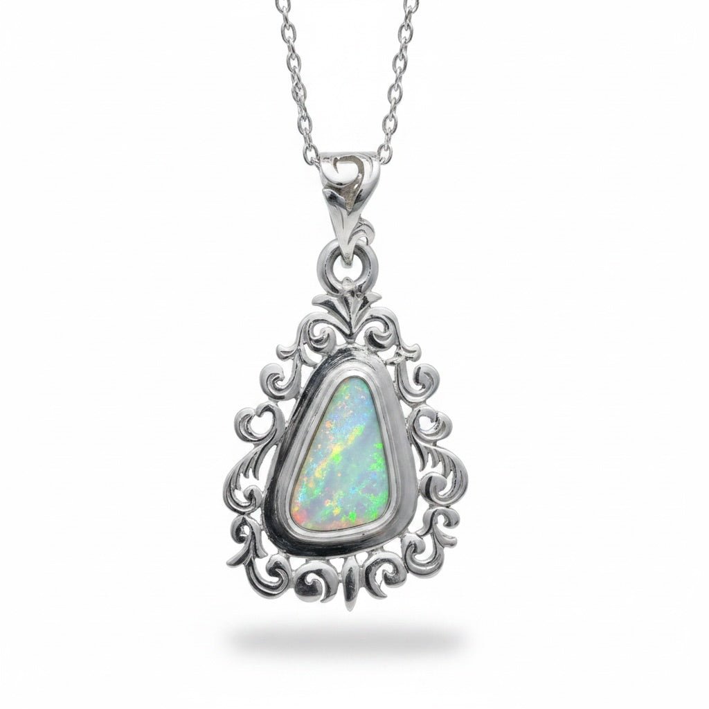 1.9ct Coober Pedy Crystal Opal Pendant Necklace ~ 'Breakaways Glow' | 925 Sterling Silver | Solid Australian Opal