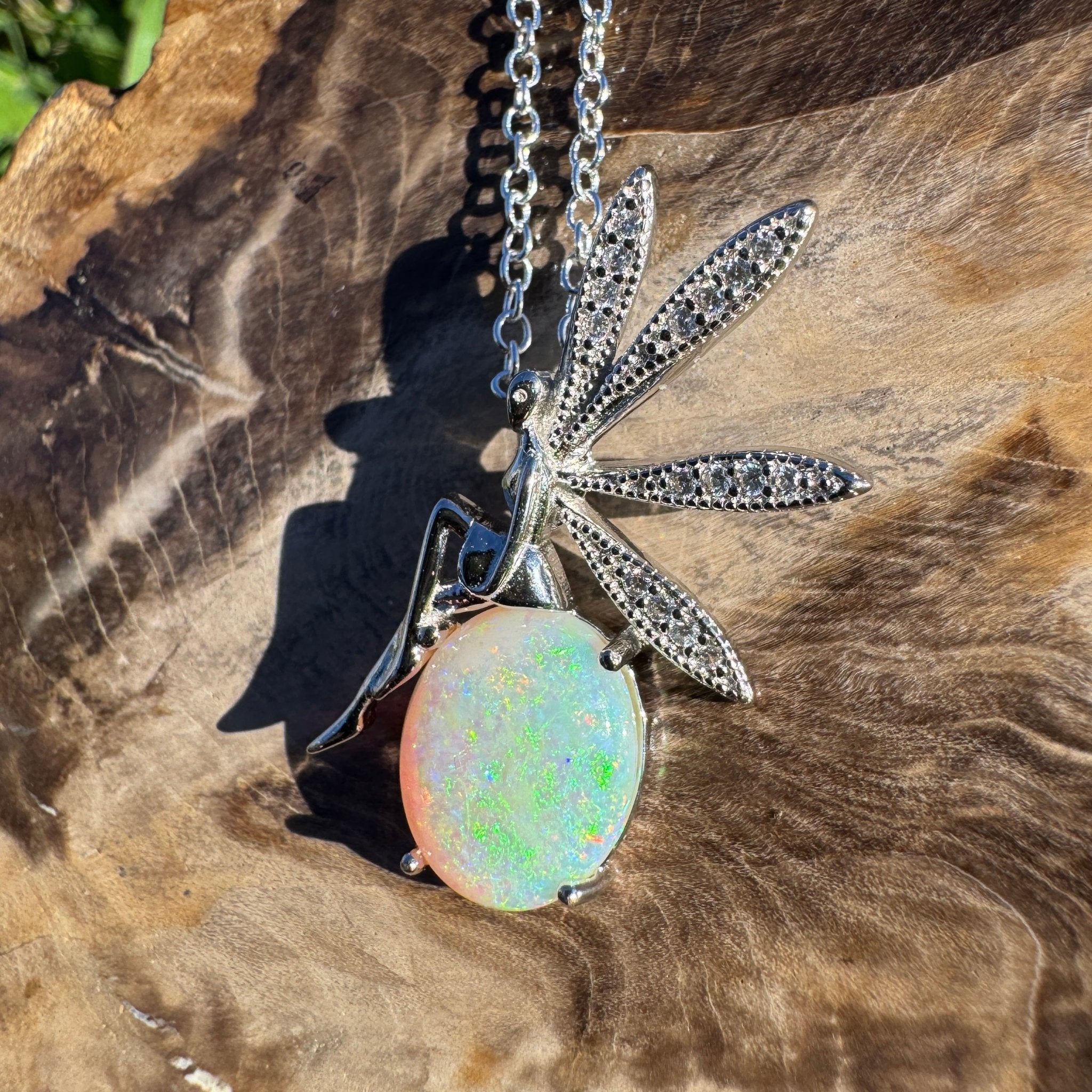 1.9ct Coober Pedy Opal Pendant Necklace ~ 'Lancelin Light' | 925 Sterling Silver | Solid Australian Opal