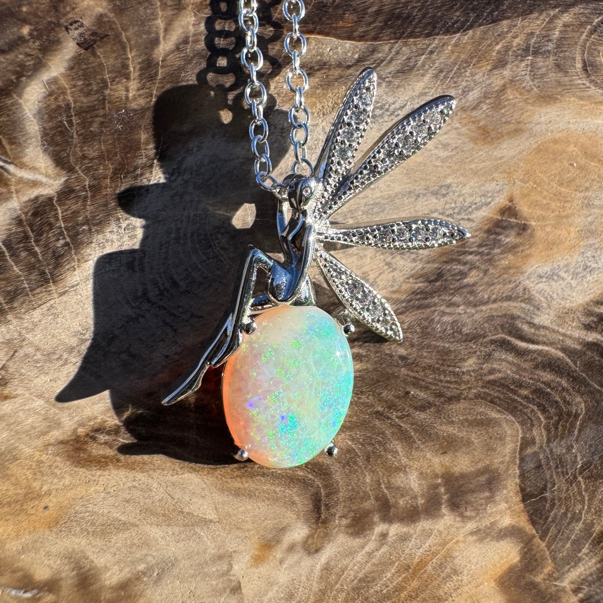 1.9ct Coober Pedy Opal Pendant Necklace ~ 'Lancelin Light' | 925 Sterling Silver | Solid Australian Opal