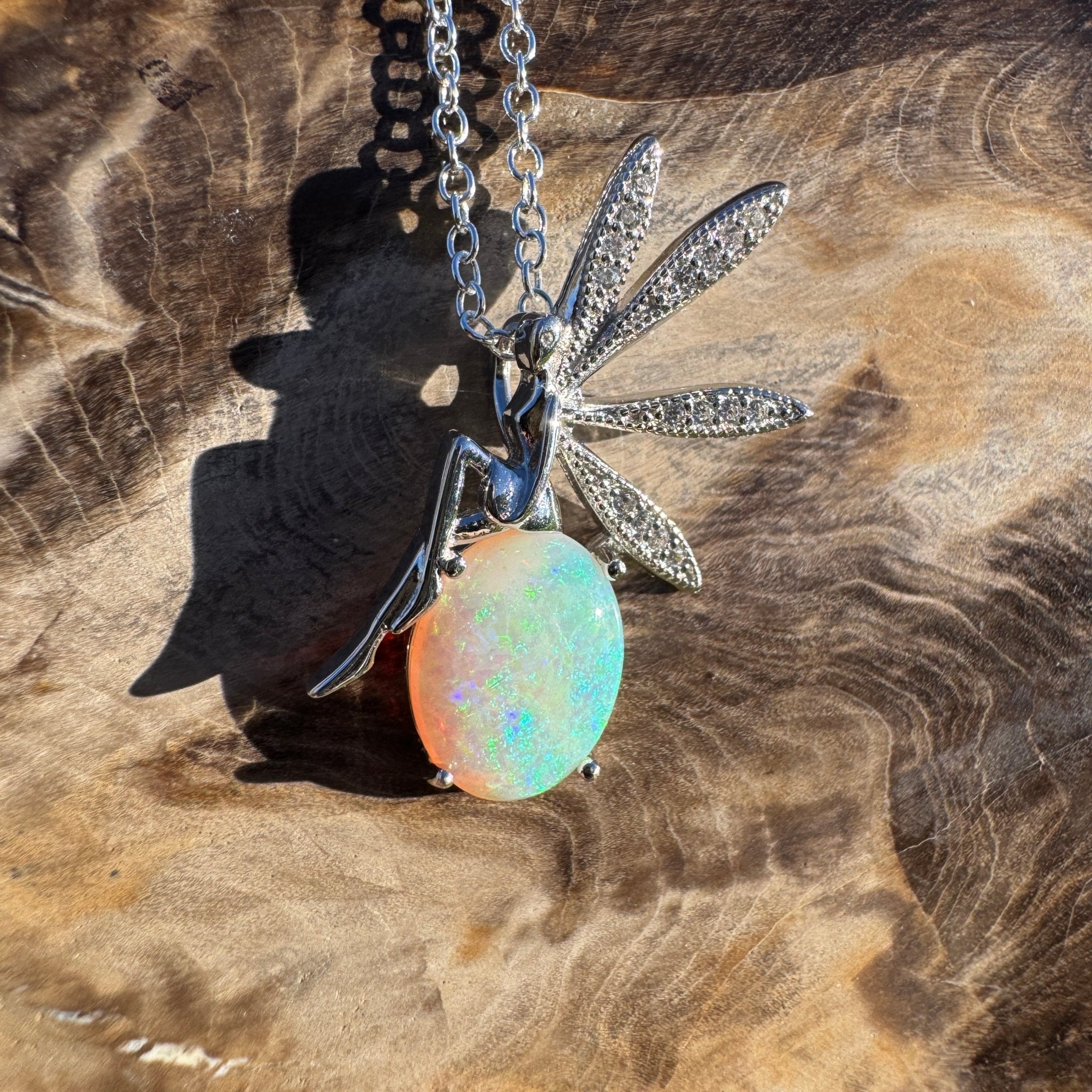 1.9ct Coober Pedy Opal Pendant Necklace ~ 'Lancelin Light' | 925 Sterling Silver | Solid Australian Opal