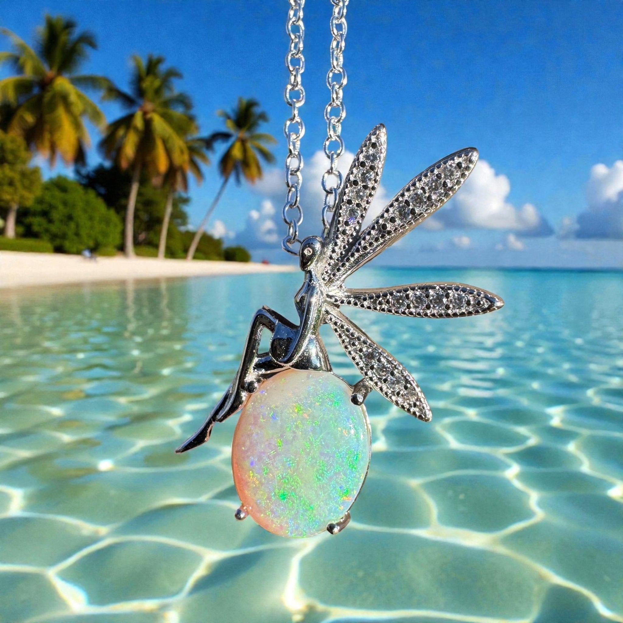 1.9ct Coober Pedy Opal Pendant Necklace ~ 'Lancelin Light' | 925 Sterling Silver | Solid Australian Opal
