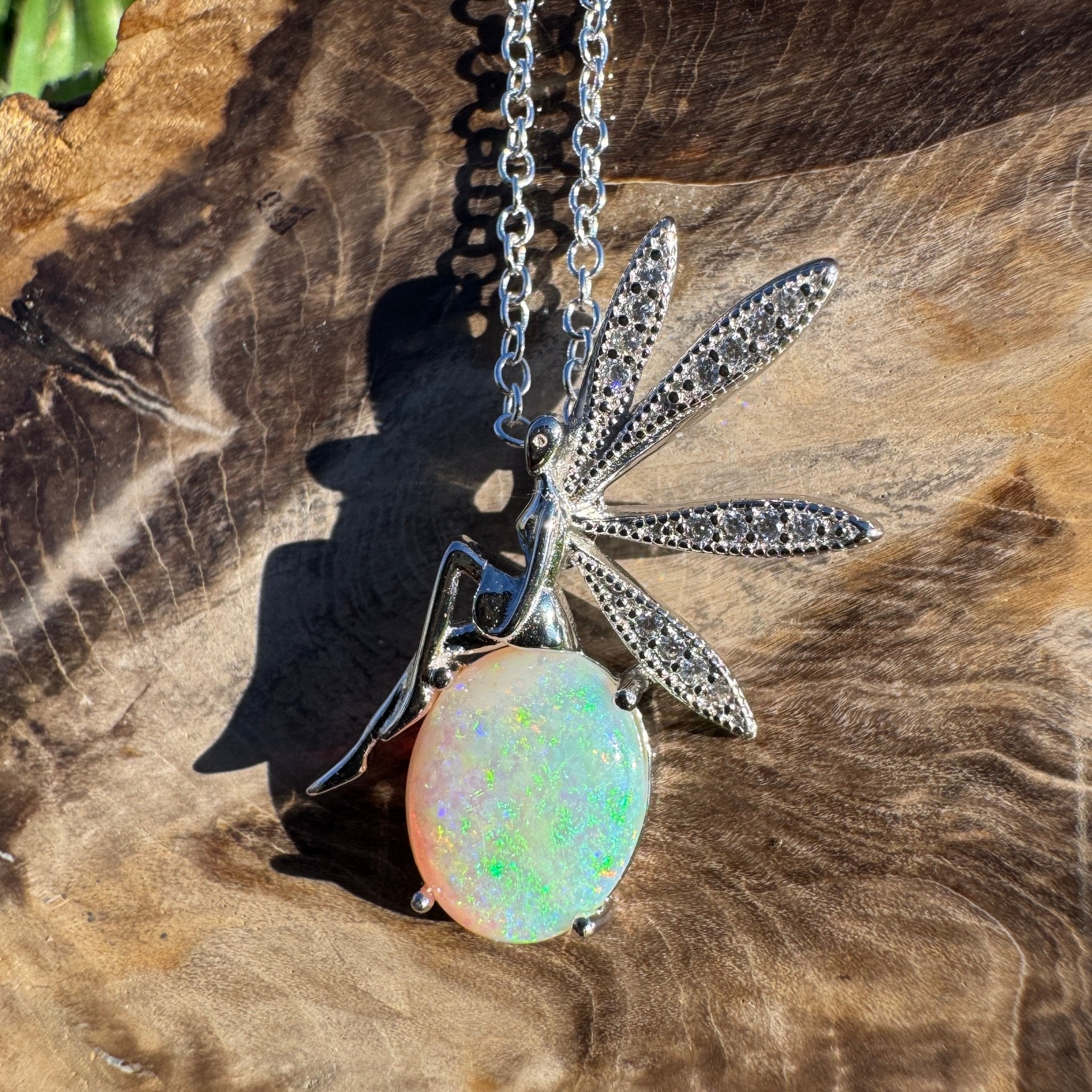 1.9ct Coober Pedy Opal Pendant Necklace ~ 'Lancelin Light' | 925 Sterling Silver | Solid Australian Opal