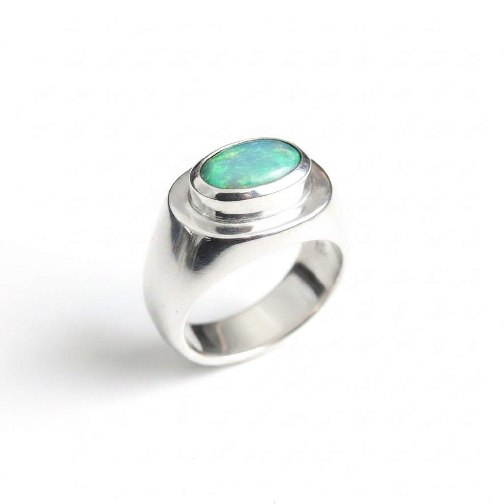 1.9ct Lightning Ridge Black Opal Ring ~ 'Bells Beach Blues' | 925 Sterling Silver | Solid Australian Opal