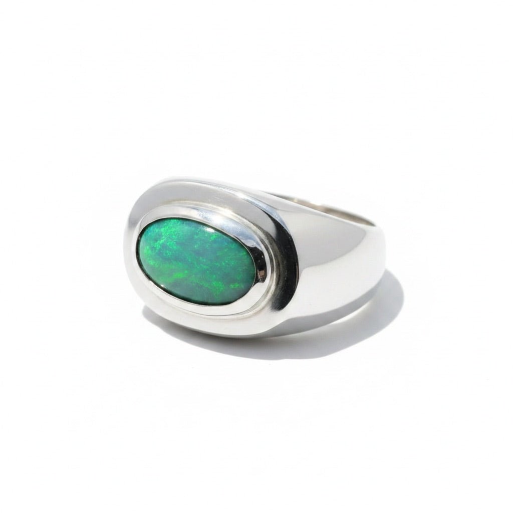 1.9ct Lightning Ridge Black Opal Ring ~ 'Bells Beach Blues' | 925 Sterling Silver | Solid Australian Opal