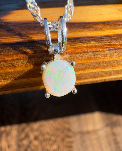 'Dreamtime Spirit' ~ Handcrafted 0.8ct Solid Lightning Ridge Opal Sterling Silver Pendant Necklace - Iona Opal Australia