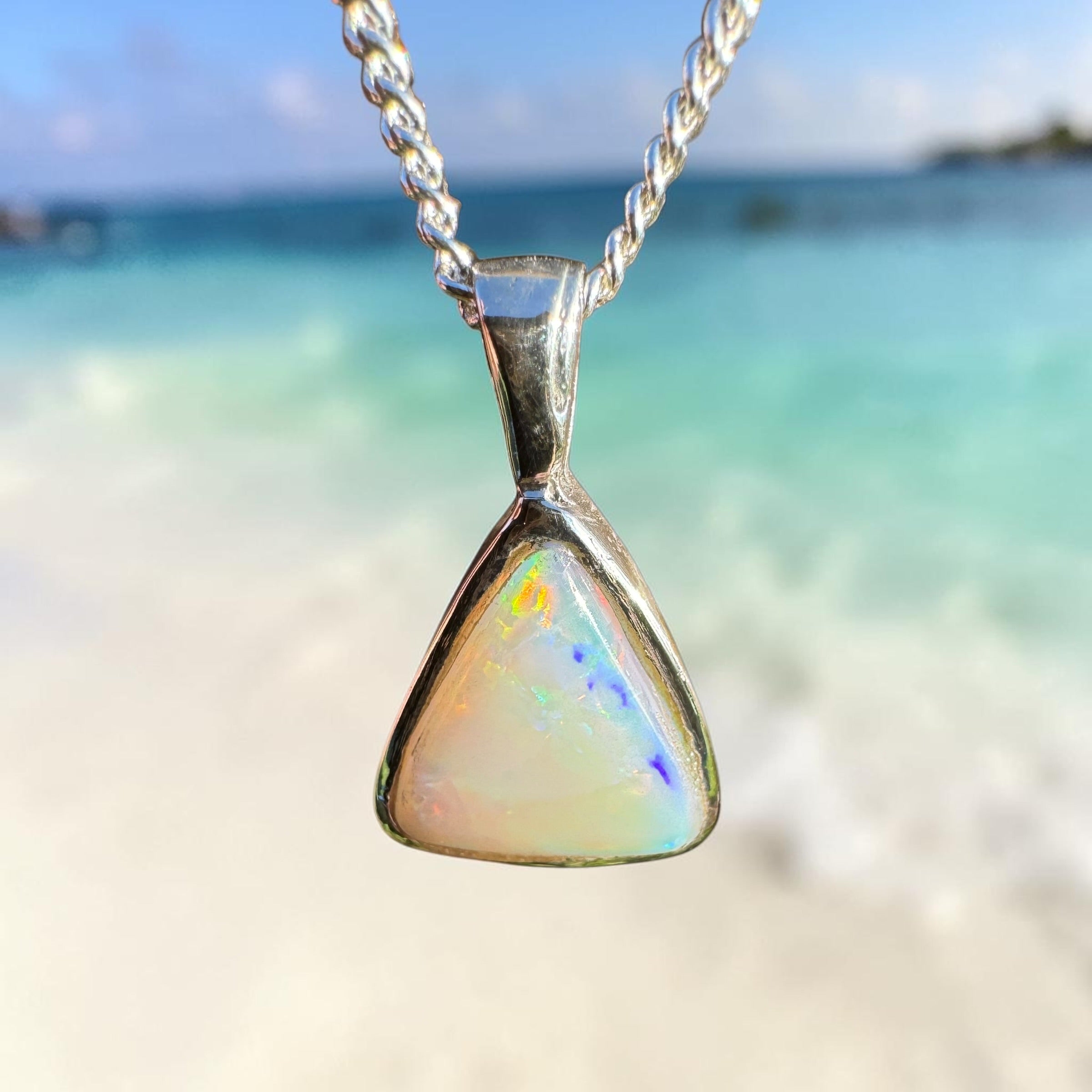 2.6ct Coober Pedy Opal Pendant Necklace ~ 'Wineglass Twilight' | 925 Sterling Silver | Solid Australian Opal