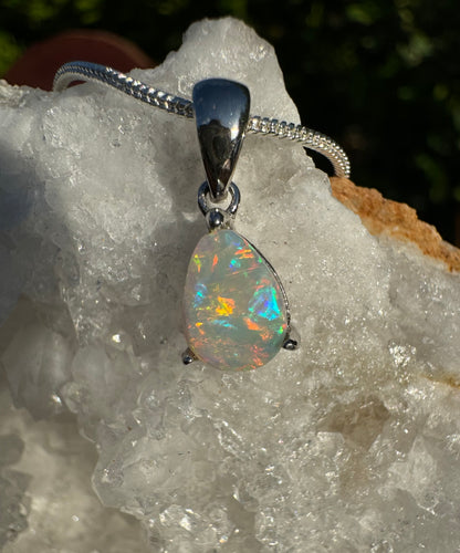 'Desert Radiance' ~ Handcrafted 1.5ct Solid Lightning Ridge Opal Sterling Silver Pendant Necklace - Iona Opal Australia