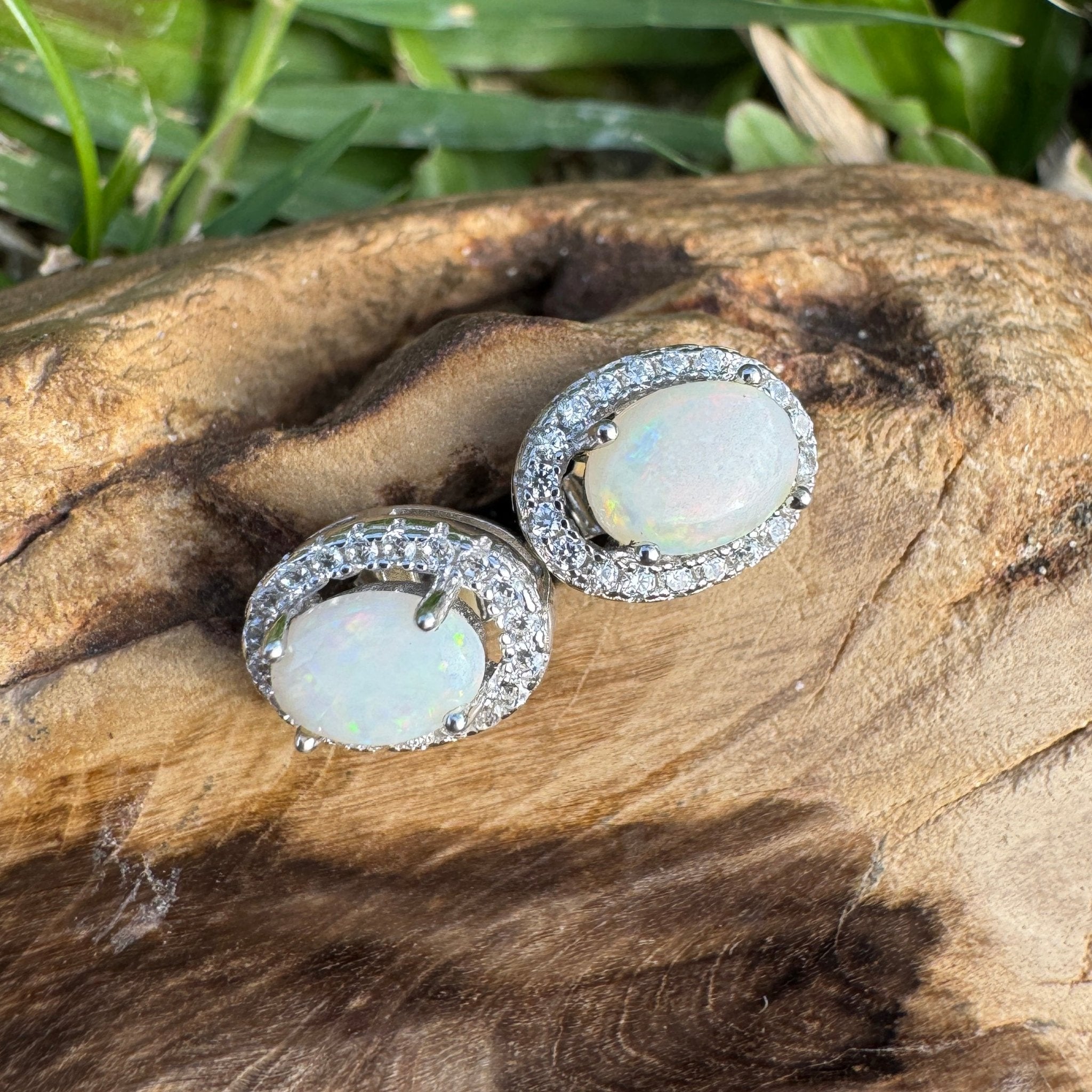 1ct Coober Pedy Opal Earrings ~ 'Atherton Mist' | 925 Sterling Silver | Solid Australian Opal