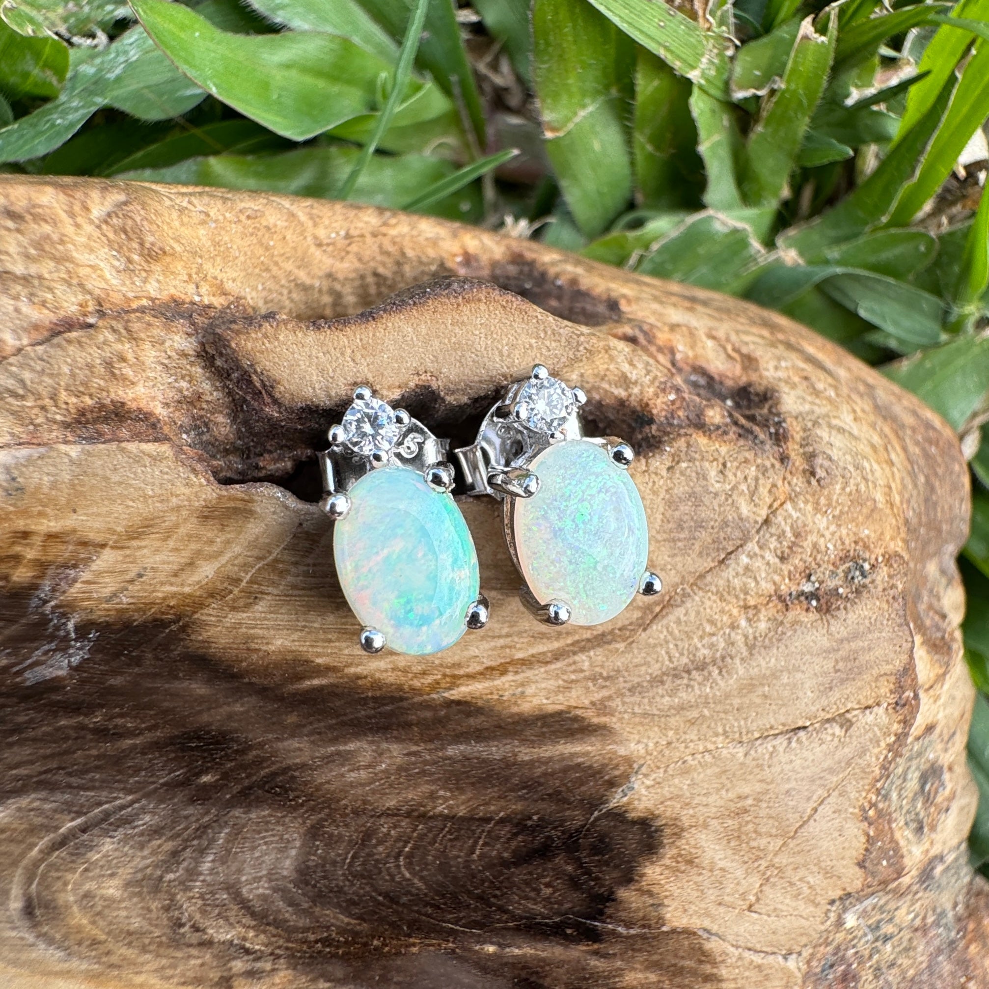 1ct Coober Pedy Opal Earrings ~ 'Billabong Blush' | 925 Sterling Silver | Solid Australian Opal