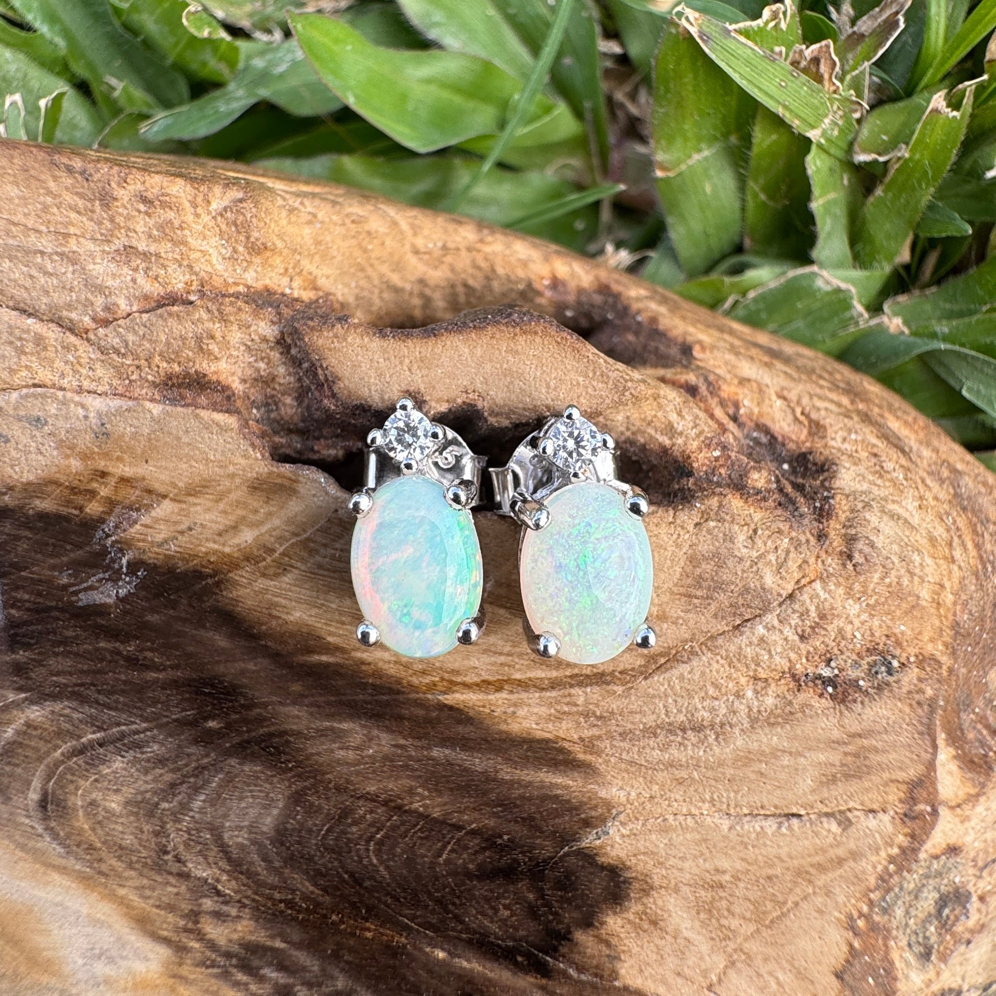 1ct Coober Pedy Opal Earrings ~ 'Billabong Blush' | 925 Sterling Silver | Solid Australian Opal
